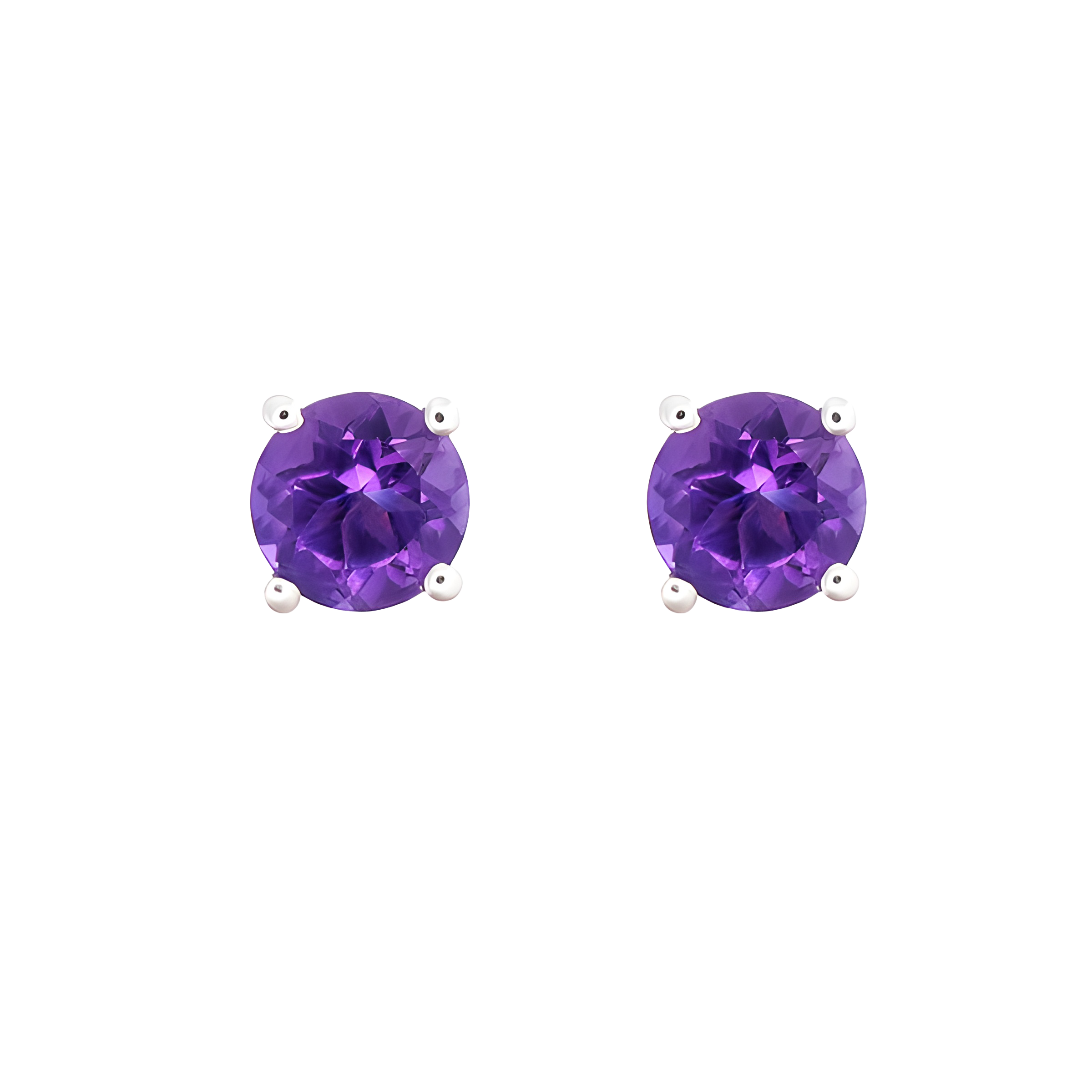 Amethyst Stud Earrings in 18k White Gold