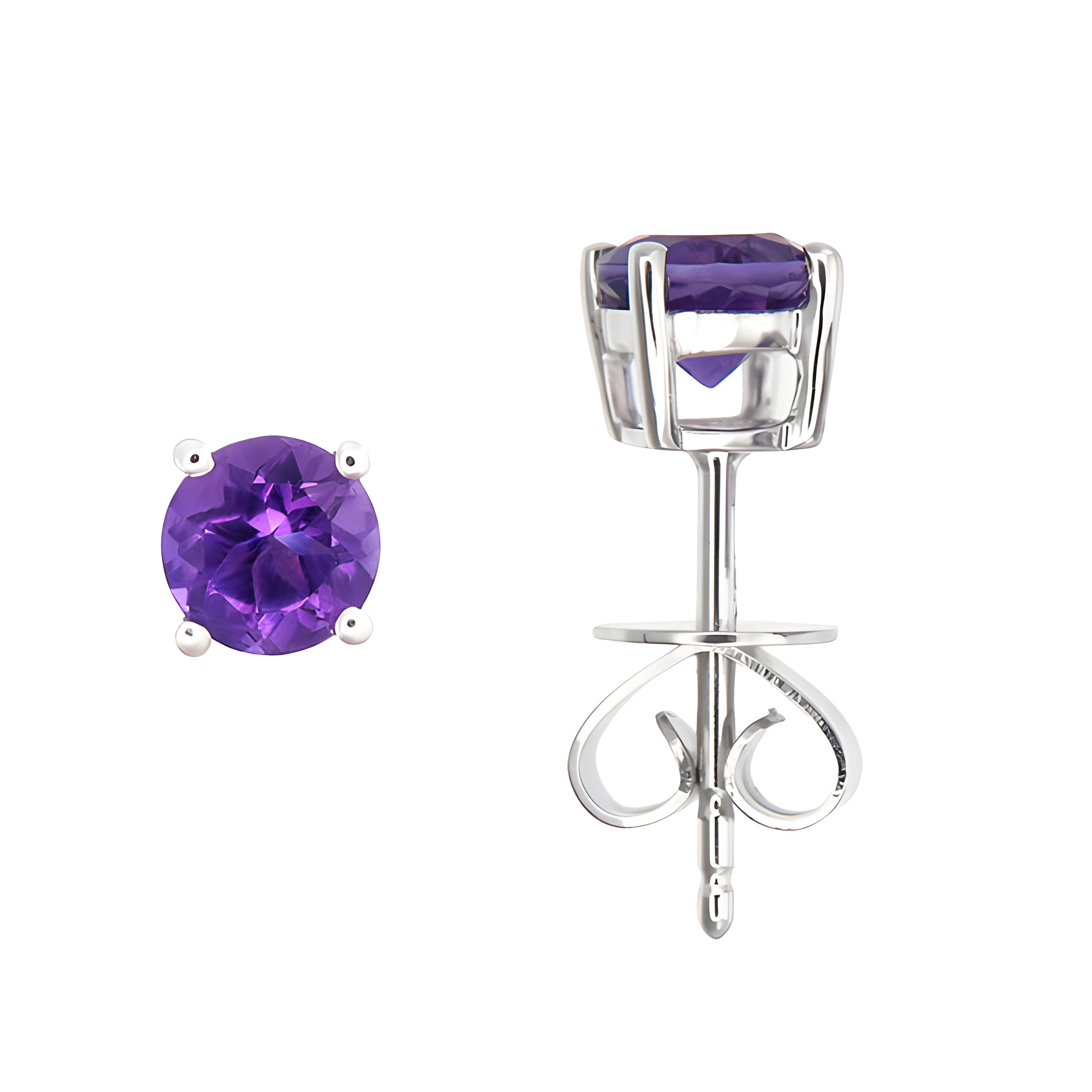 Amethyst Stud Earrings in 18k White Gold