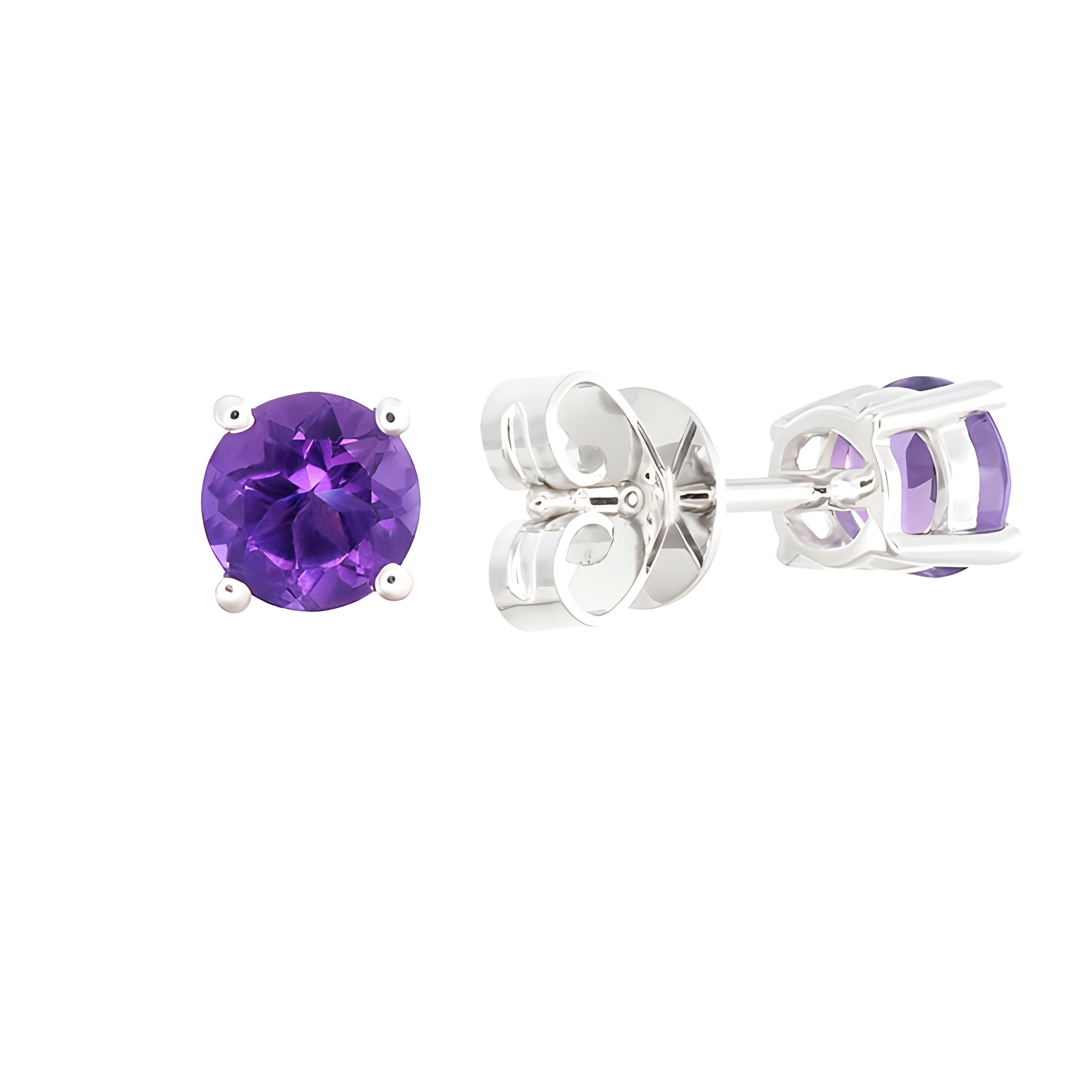 Amethyst Stud Earrings in 18k White Gold