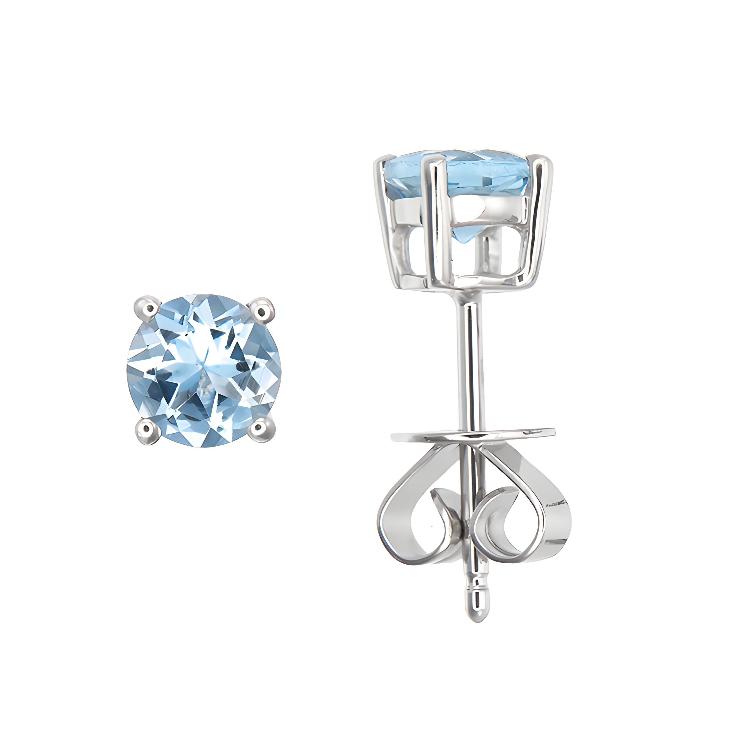 Aquamarine Stud Earrings in 18k White Gold