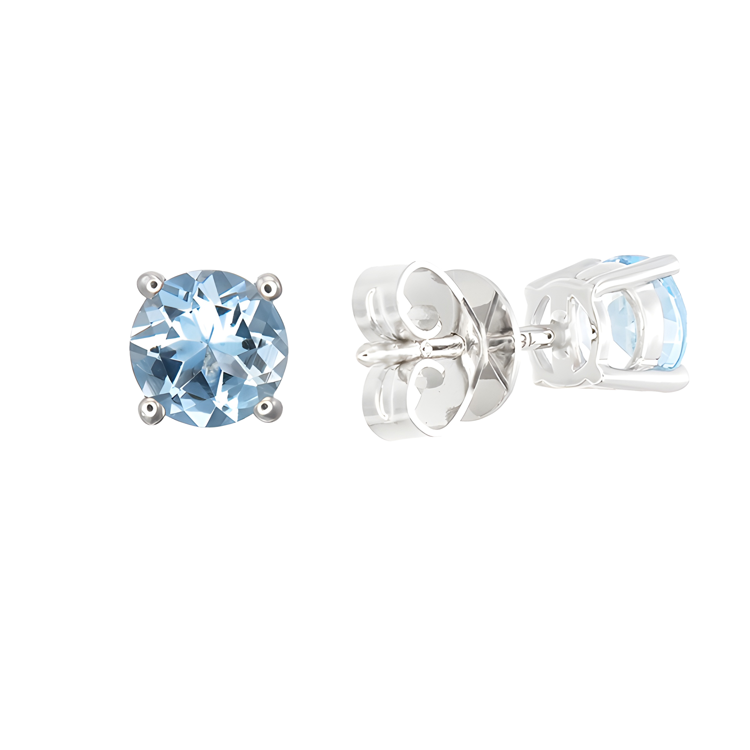 Aquamarine Stud Earrings in 18k White Gold