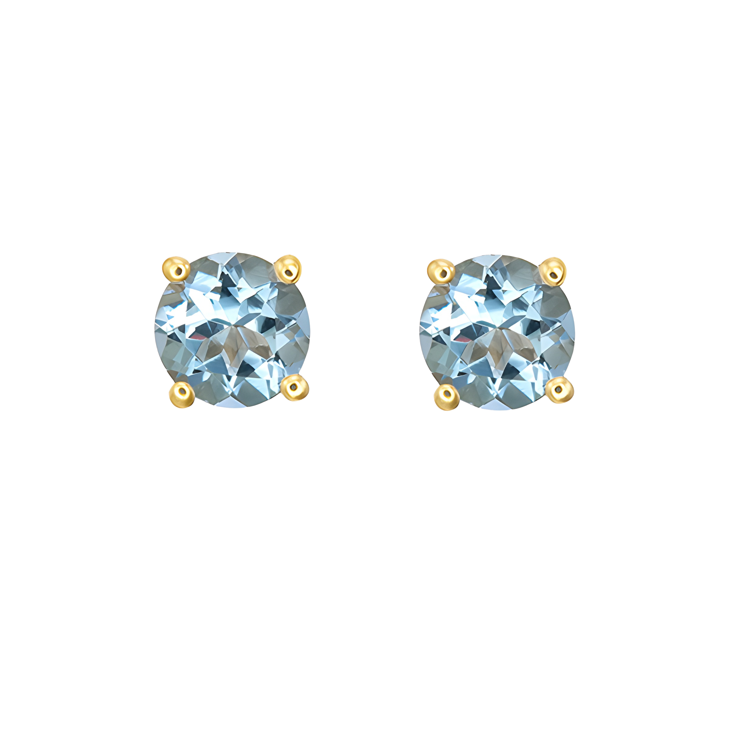 Aquamarine Stud Earrings in 18k Yellow Gold