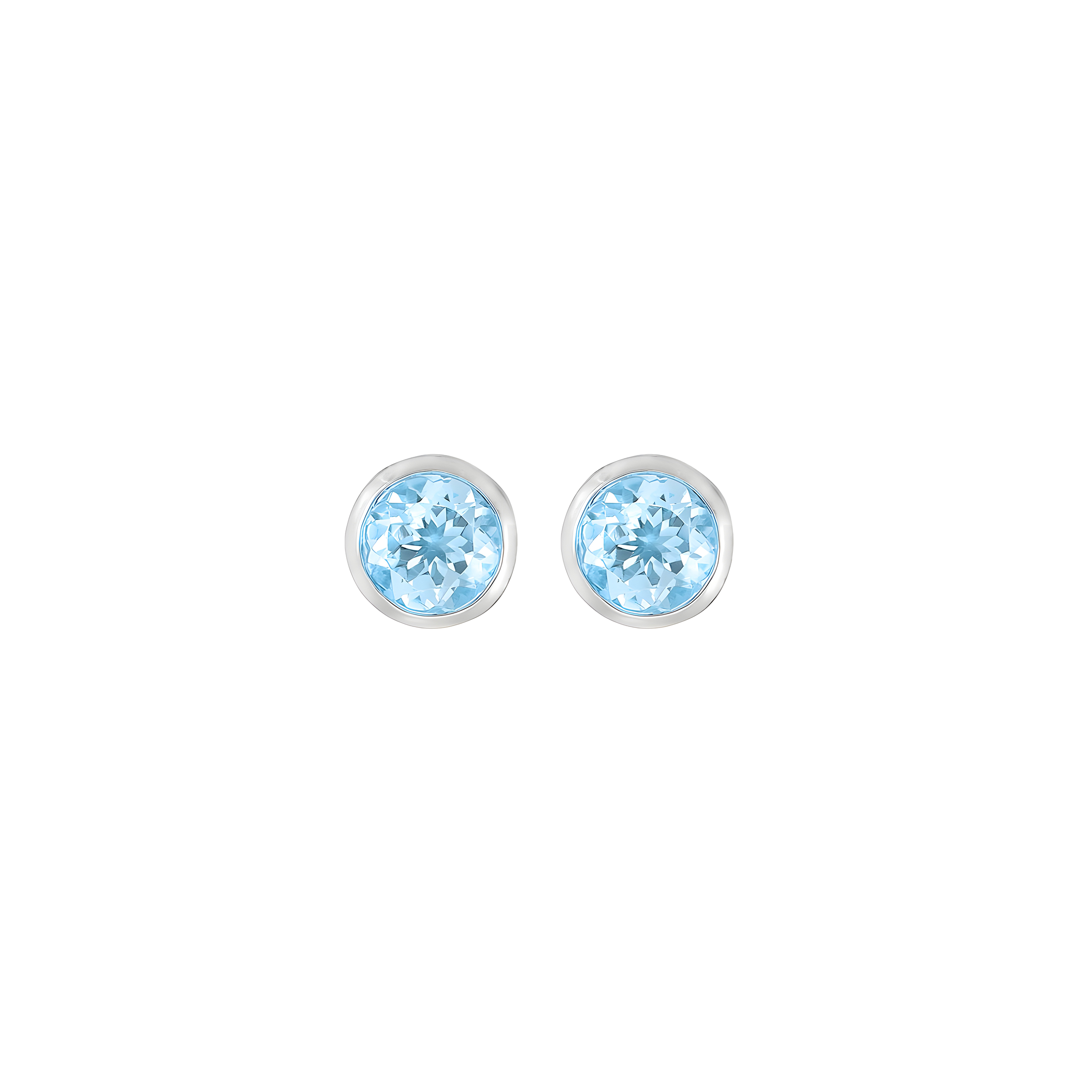 Aquamarine Basket Bezel Set Earrings in 14k White Gold