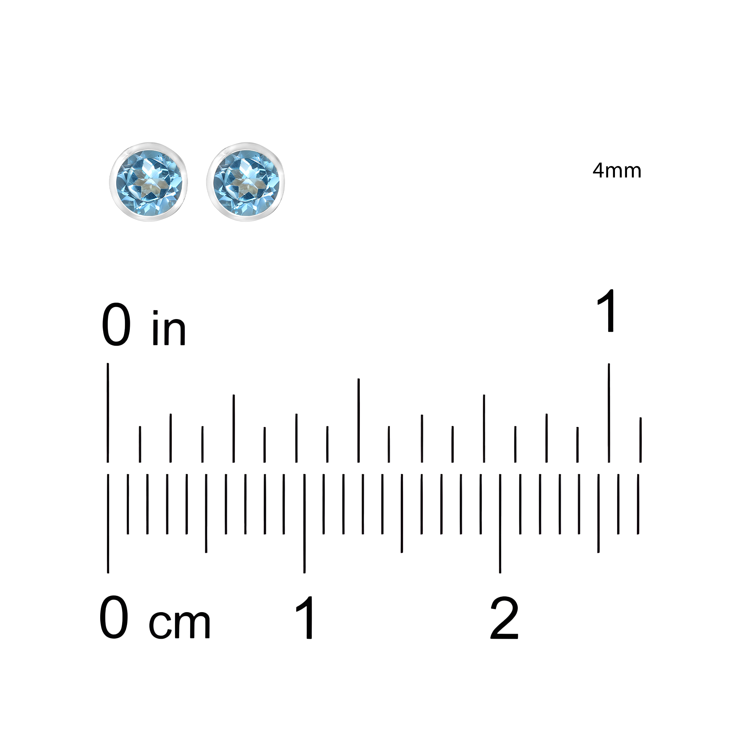 Blue Topaz Basket Bezel Set Earrings in 14k White Gold