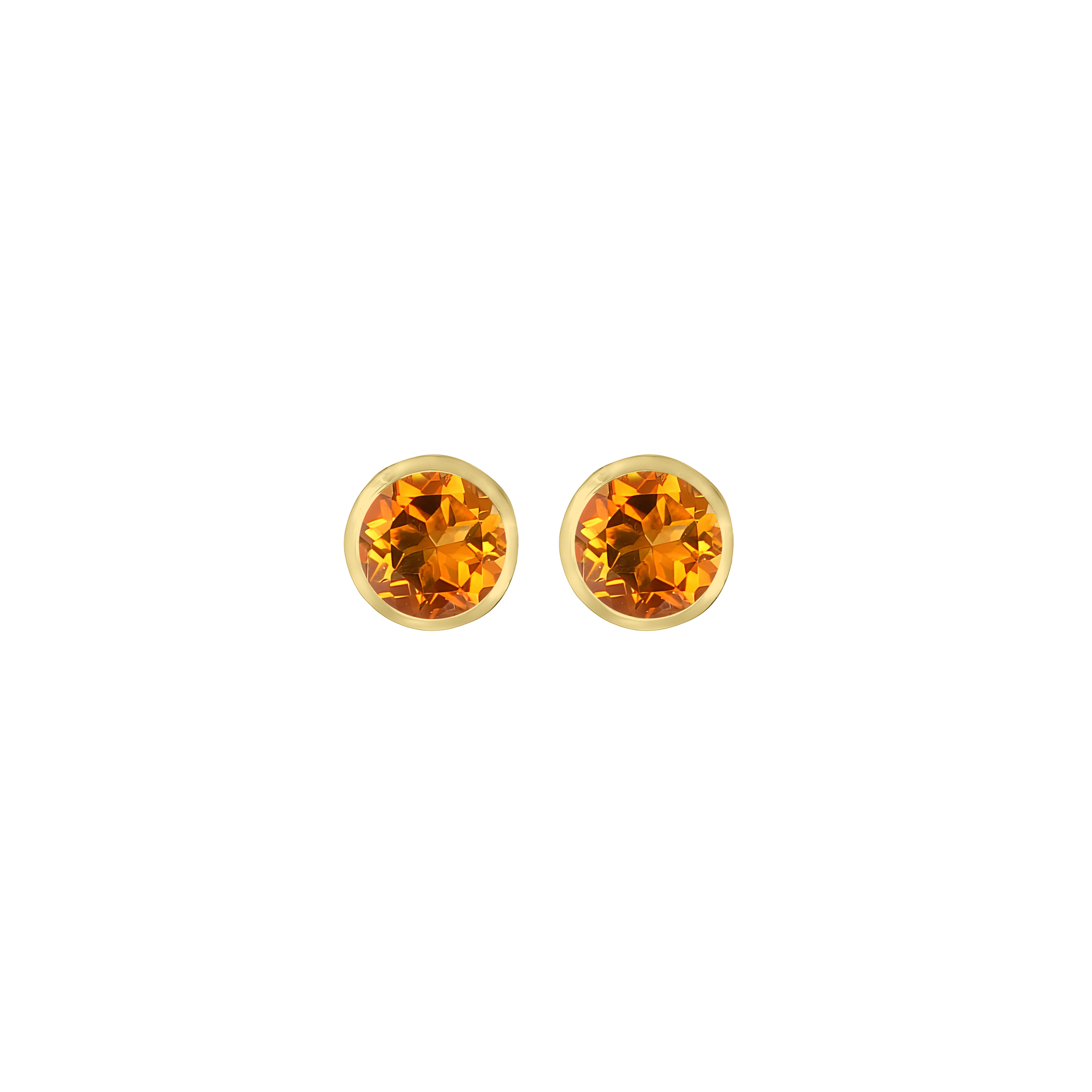 Citrine Basket Bezel Set Earrings in 14k Yellow Gold