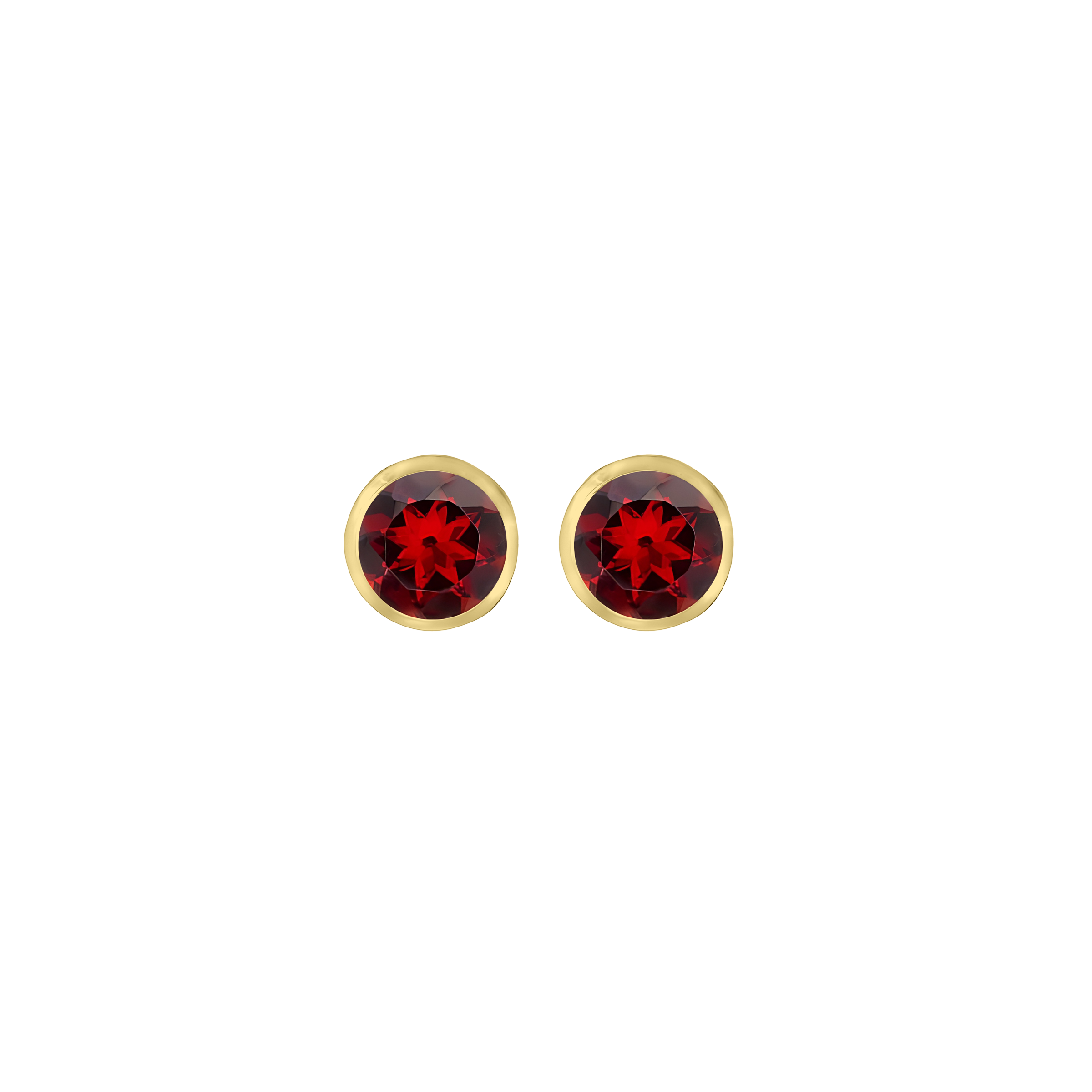 Garnet Basket Bezel Set Earrings in 14k Yellow Gold