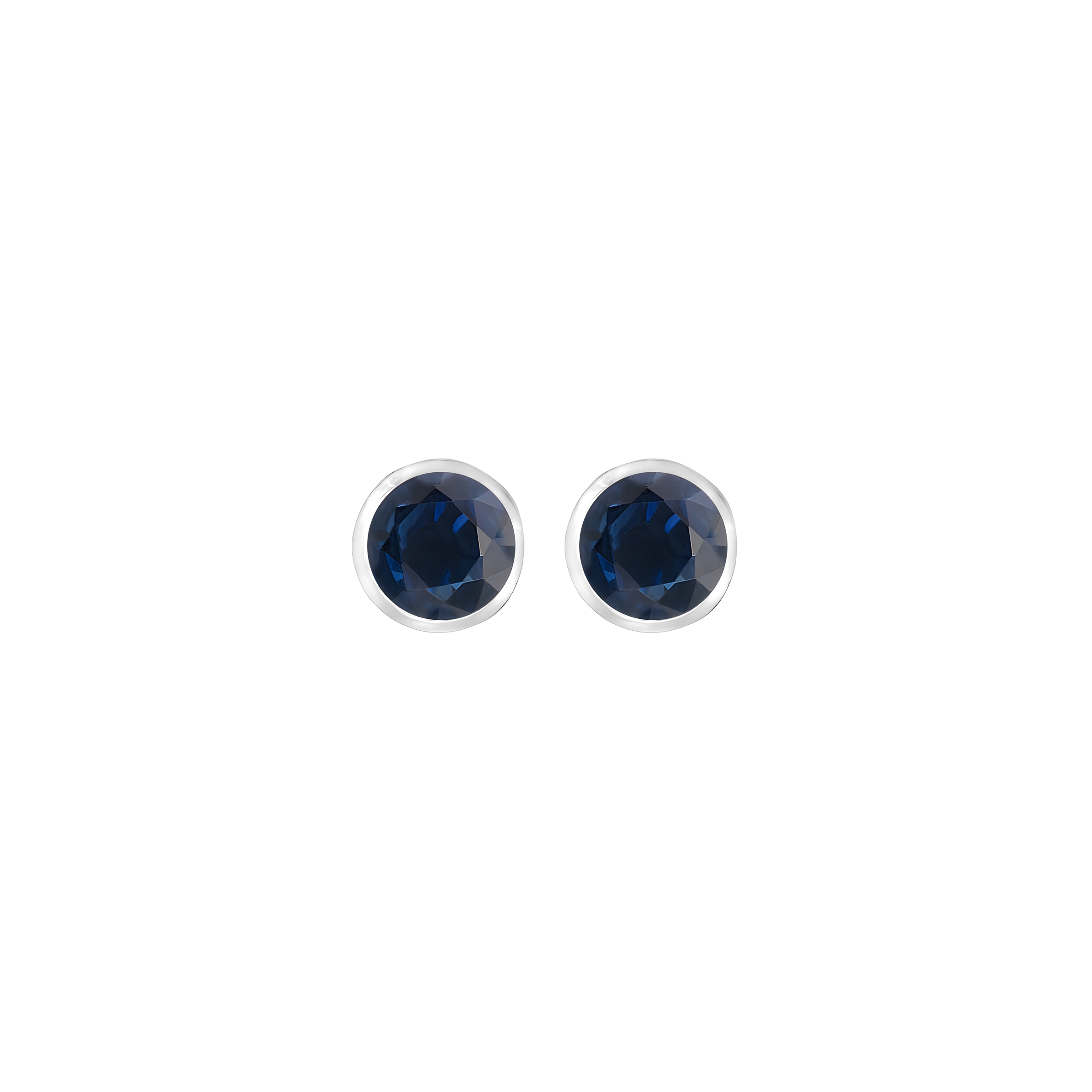 Sapphire Basket Bezel Set Earrings in 14k White Gold