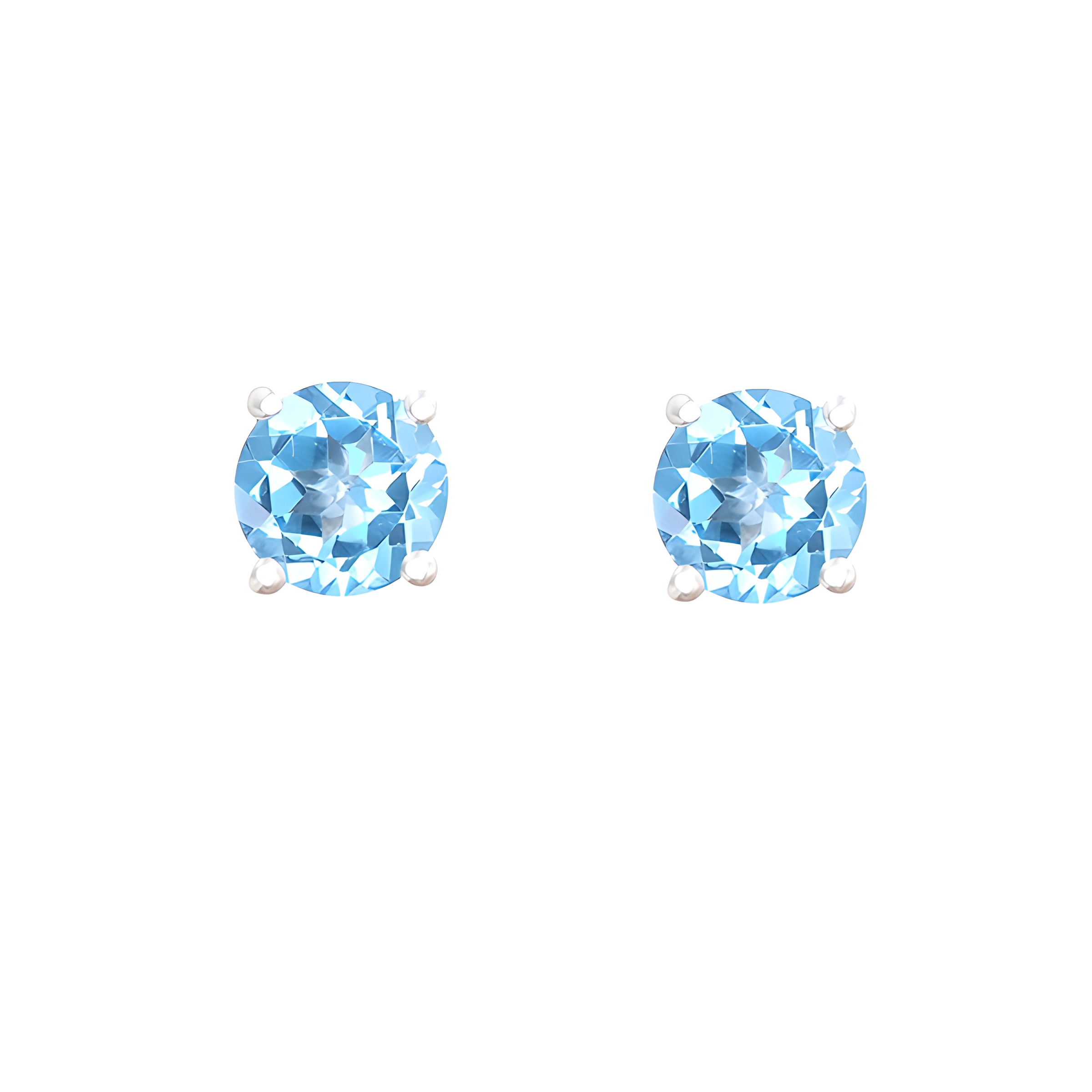 Blue Topaz Stud Earrings in 18k White Gold