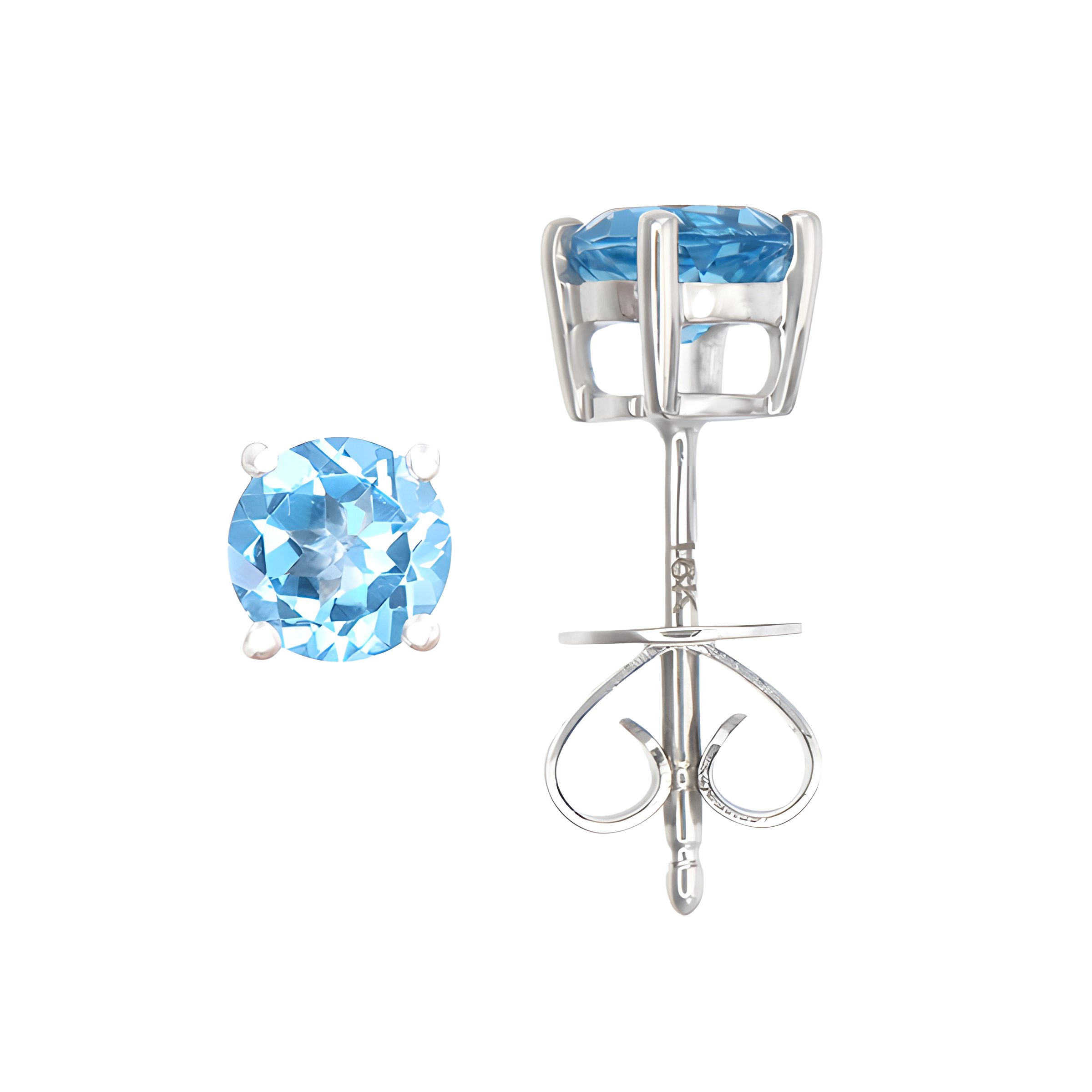 Blue Topaz Stud Earrings in 18k White Gold