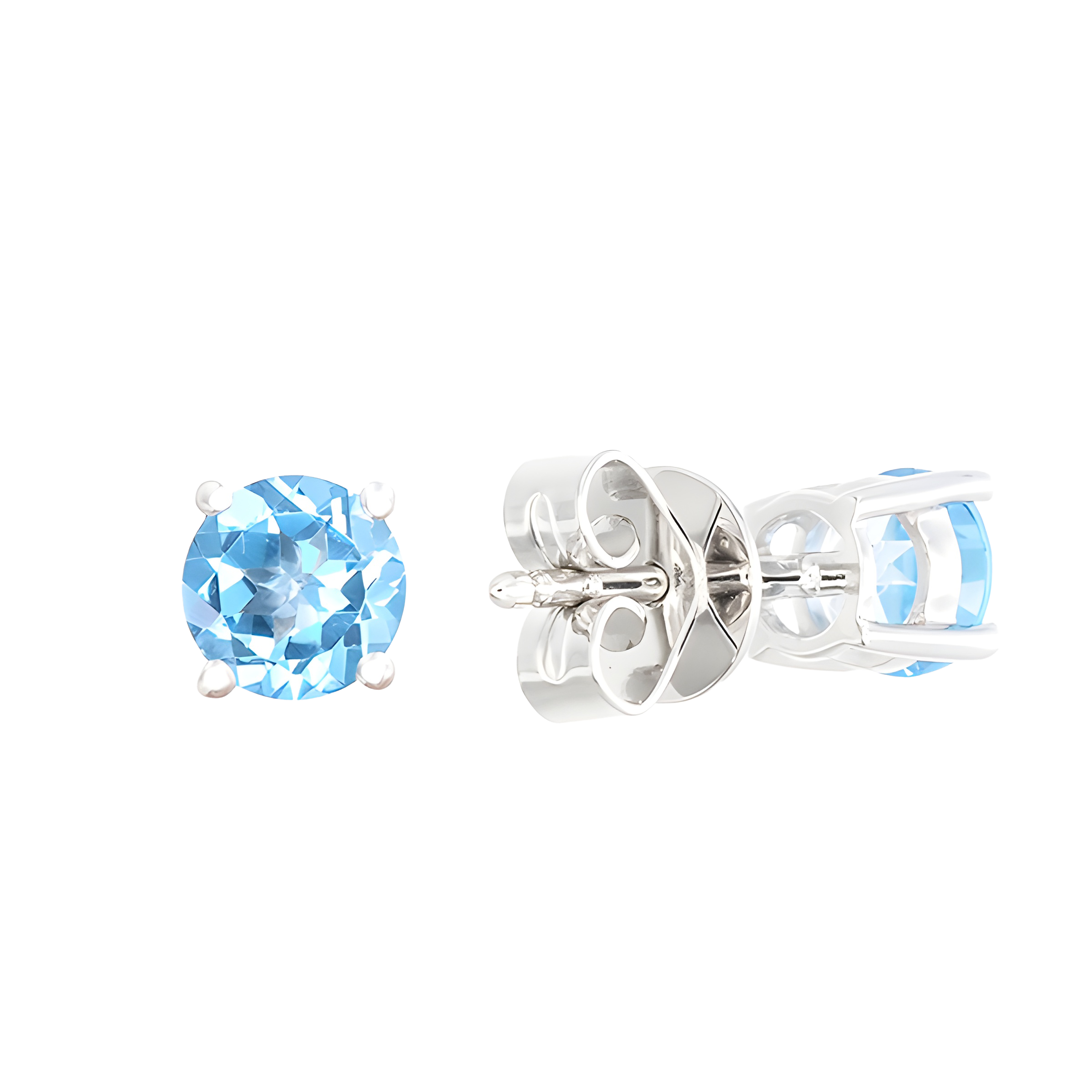 Blue Topaz Stud Earrings in 18k White Gold