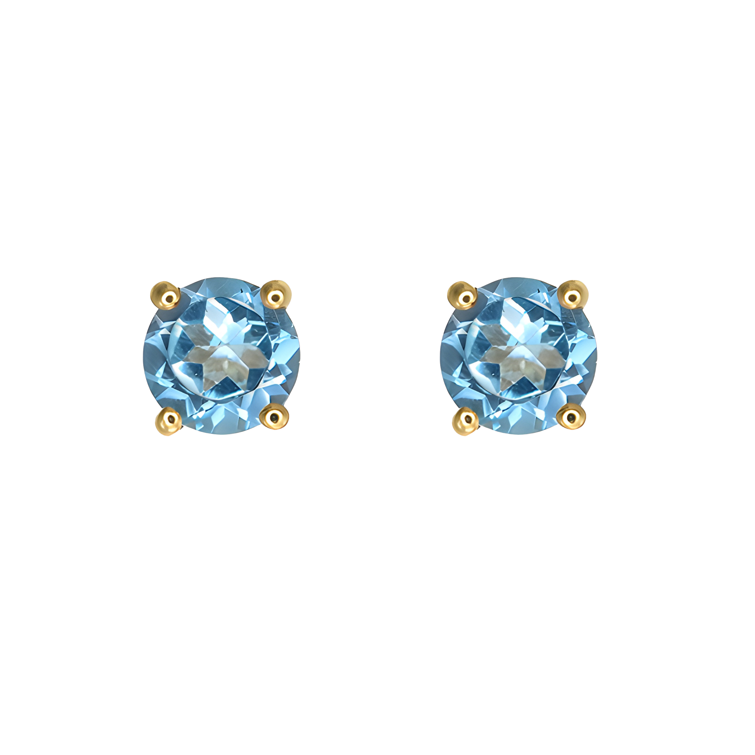 Blue Topaz Stud Earrings in 18k Yellow Gold