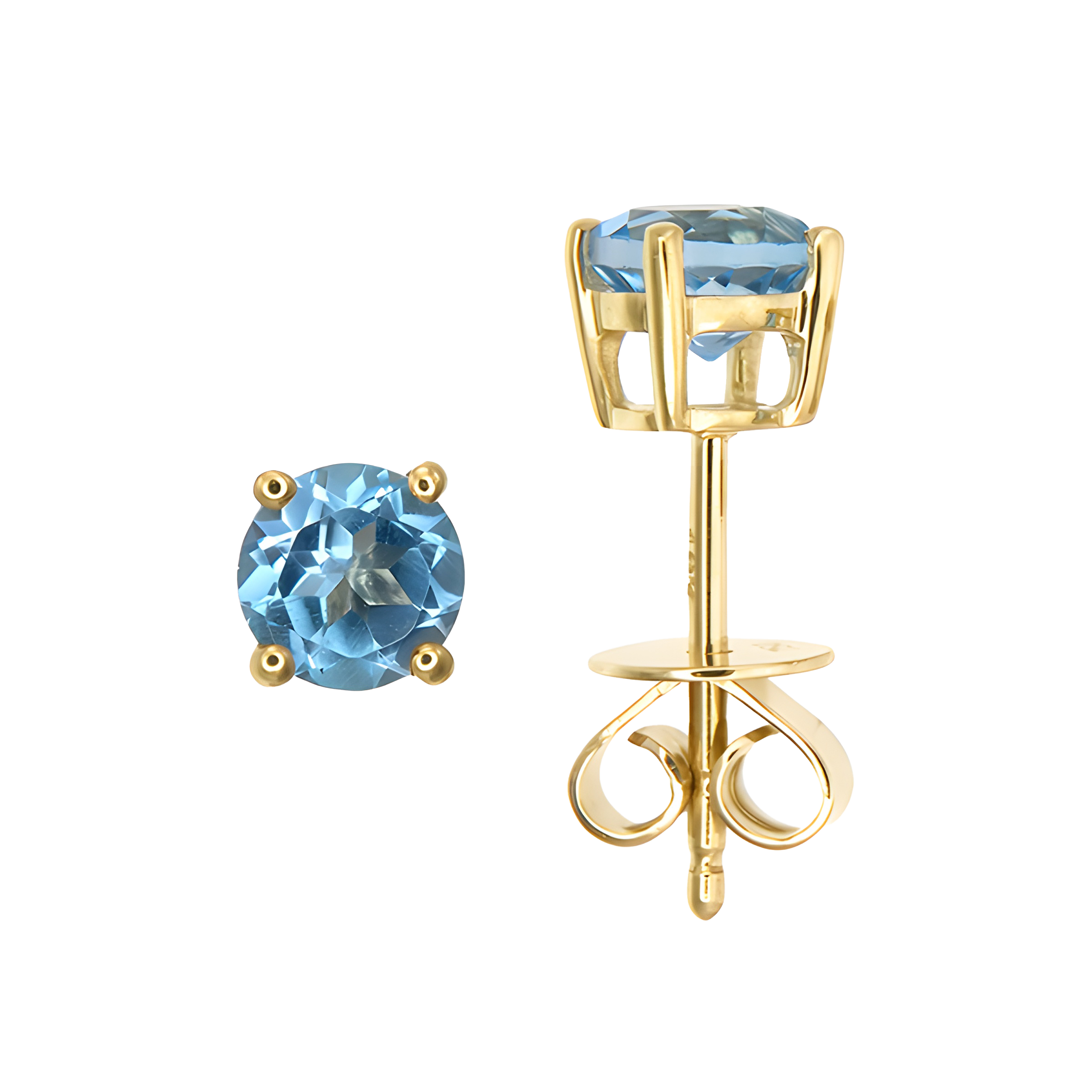 Blue Topaz Stud Earrings in 18k Yellow Gold
