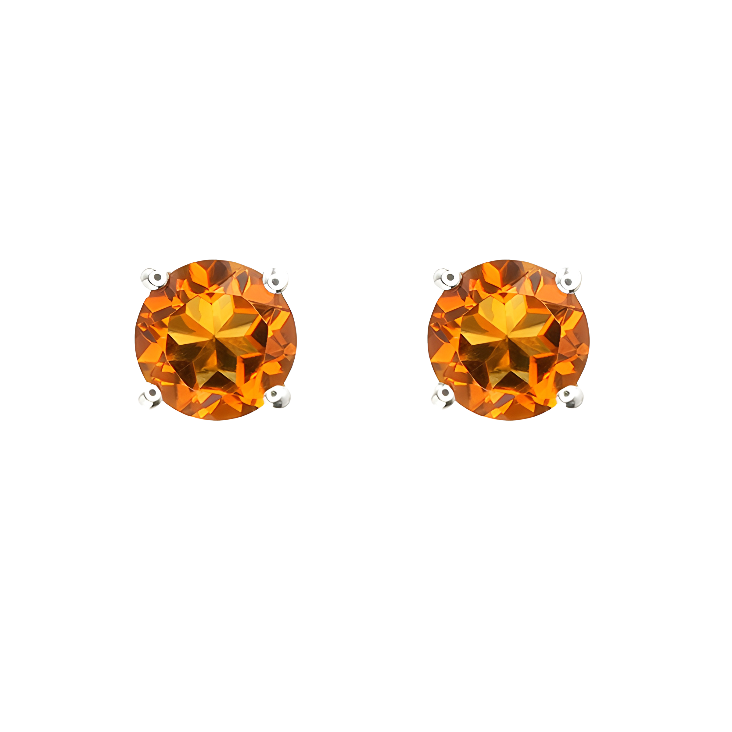 Citrine Stud Earrings in 18K White Gold