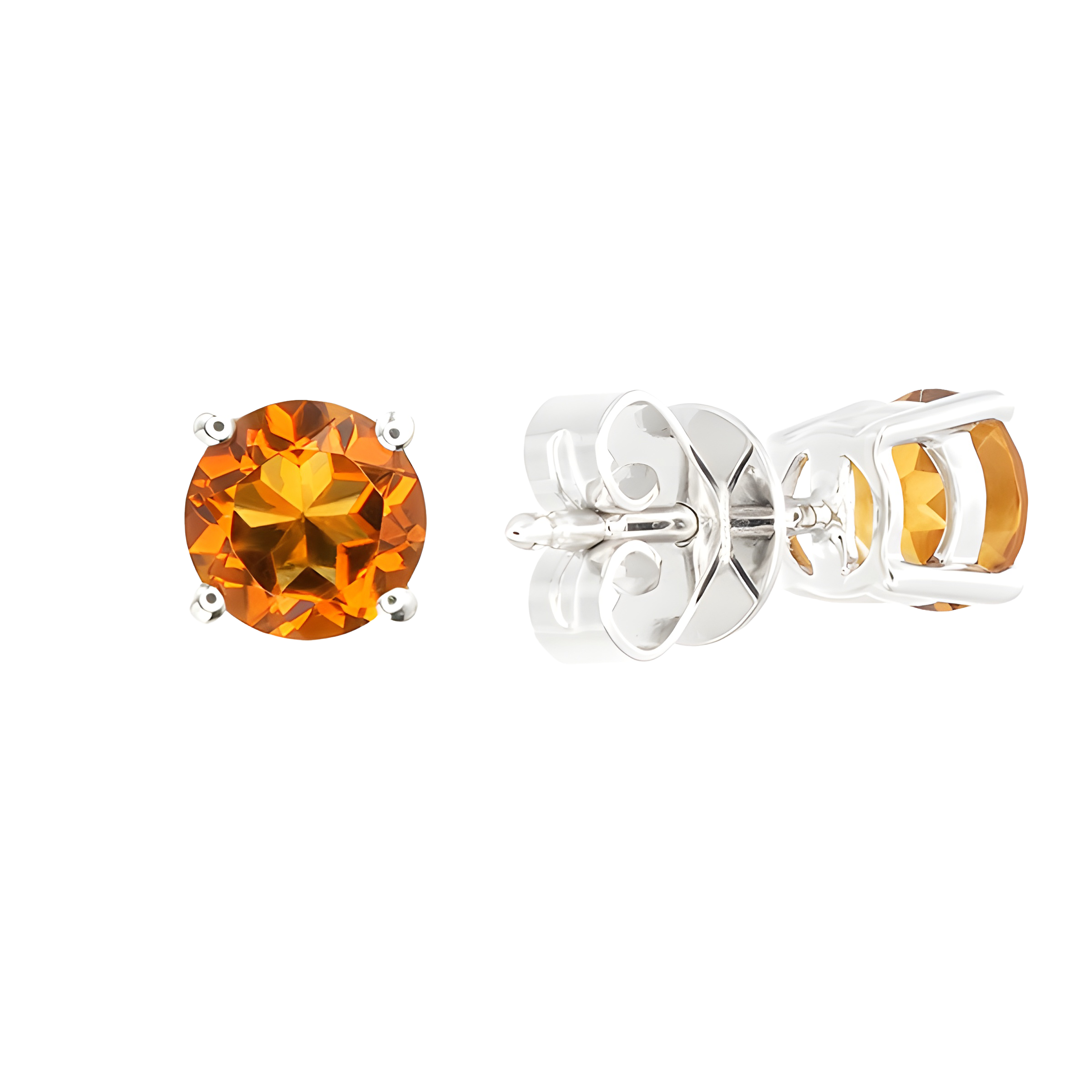 Citrine Stud Earrings in 18K White Gold