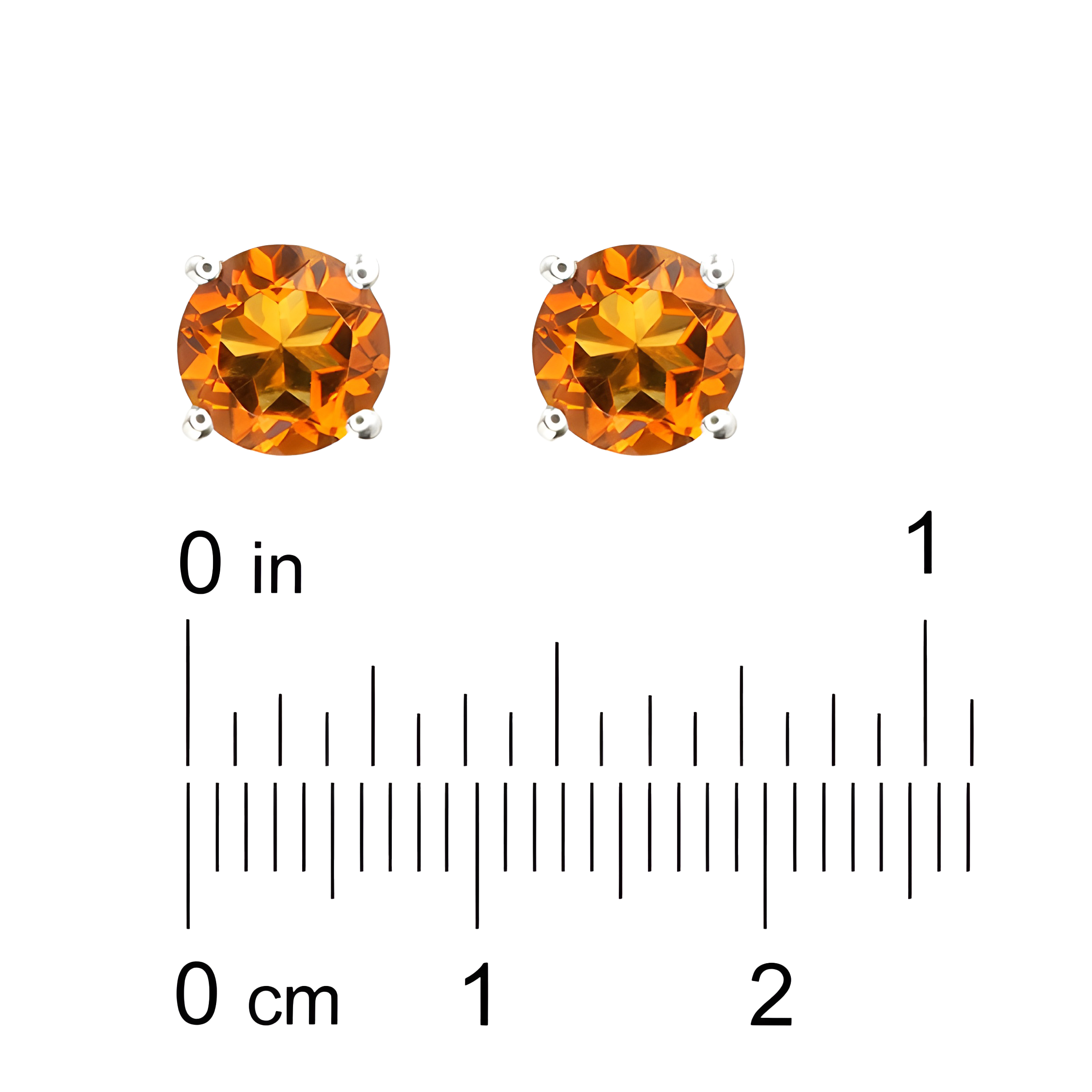 Citrine Stud Earrings in 18K White Gold