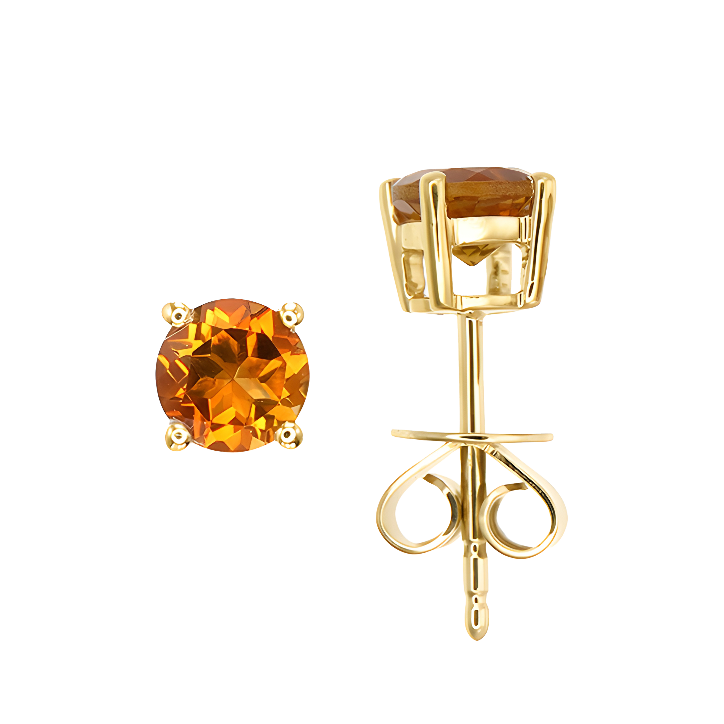 Citrine Stud Earrings in 18k Yellow Gold