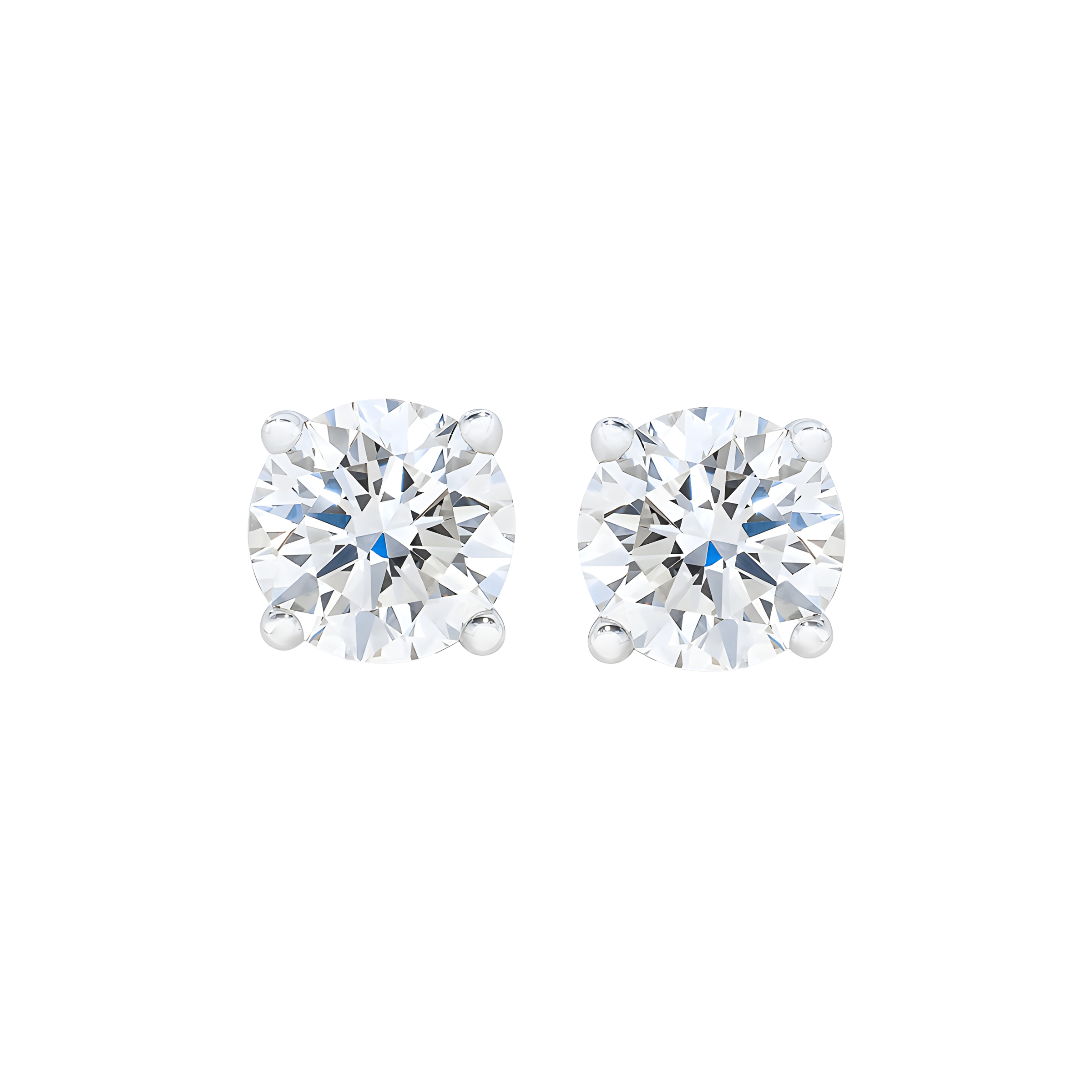 Classic Round Brilliant Diamond Stud Earrings in 18k White Gold