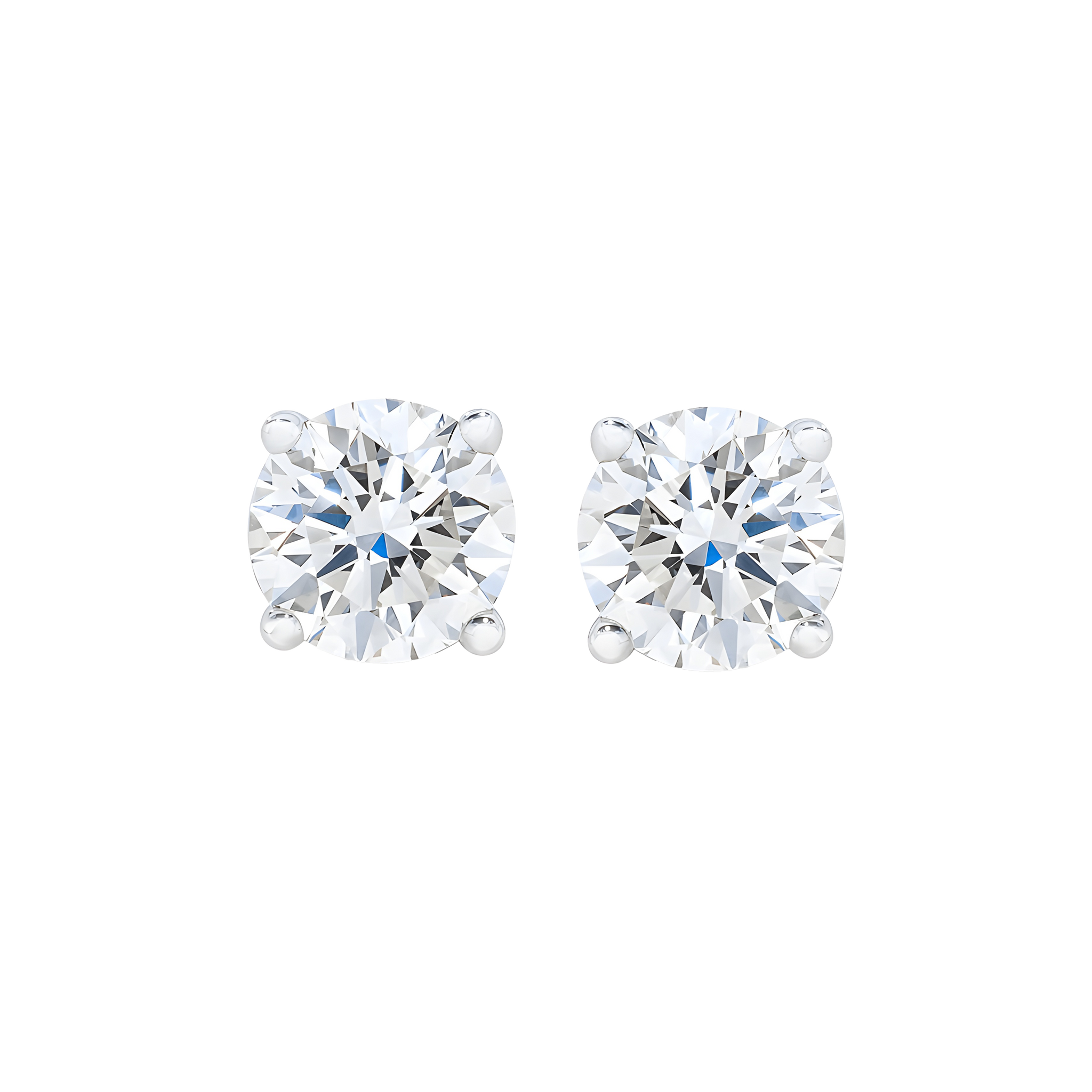 Classic Round Brilliant Diamond Stud Earrings in 18k White Gold