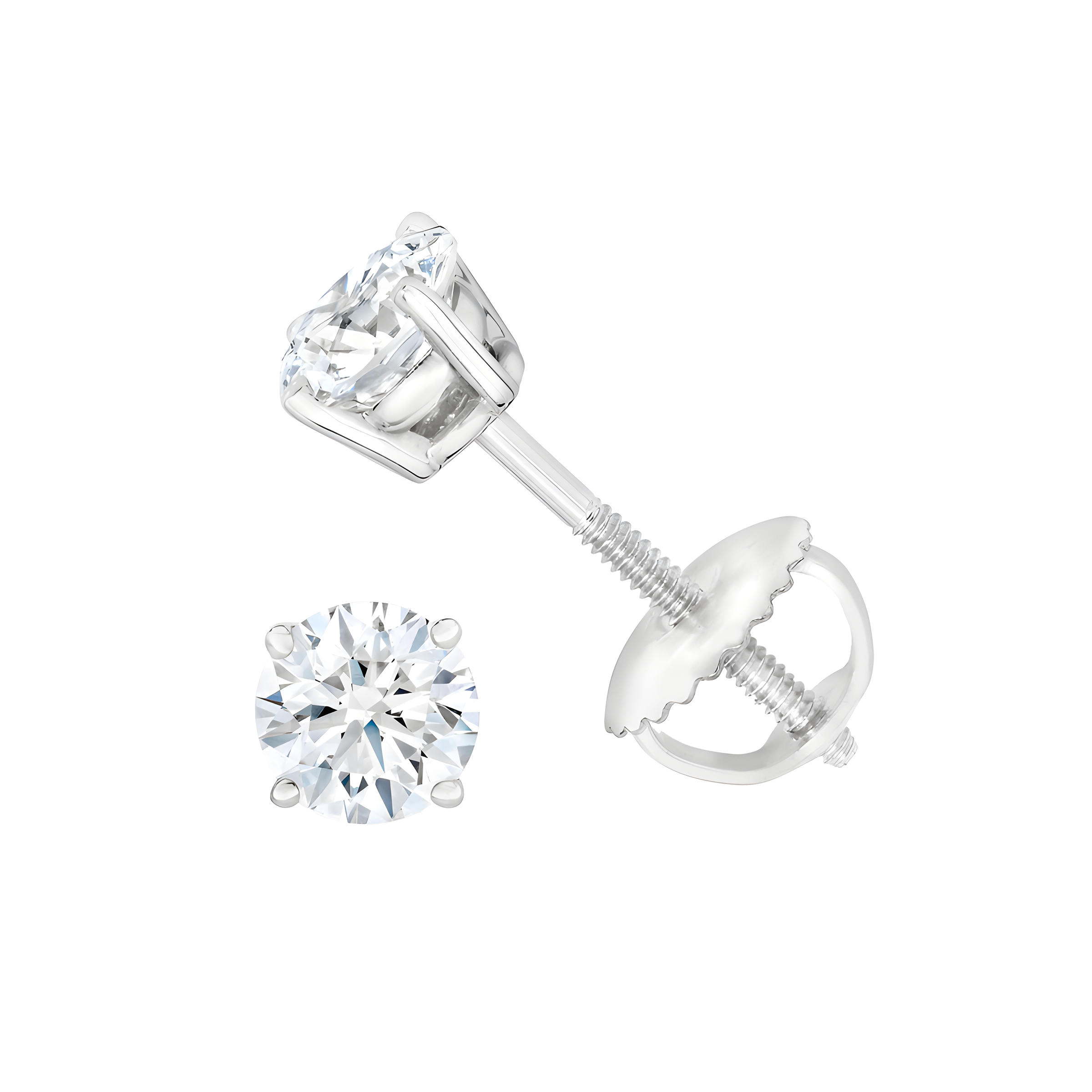 Diamond Stud Earrings in 14k White Gold – 2 Carat Lab-Grown Brilliance