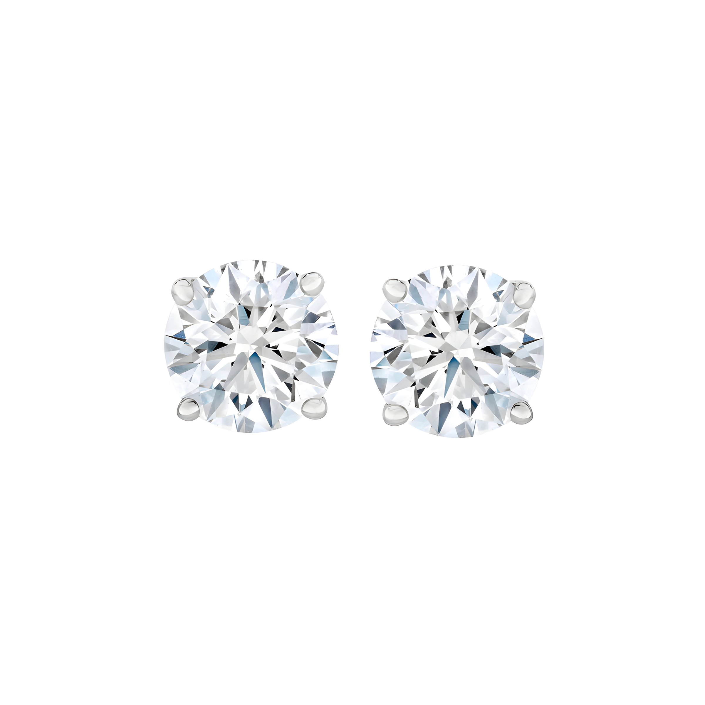Classic Round Brilliant Diamond Stud Earrings in Platinum