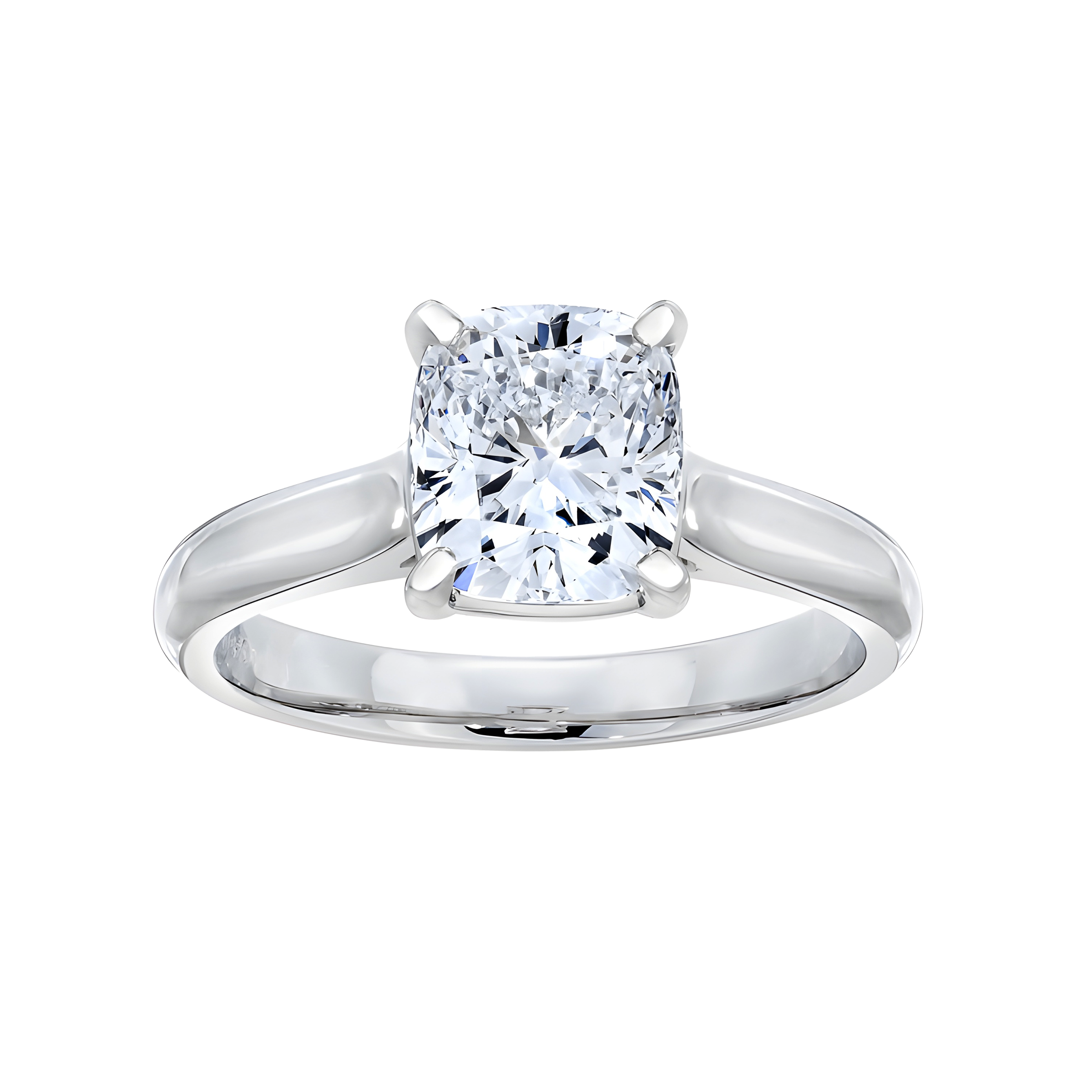 Cushion Cut Solitaire Lab Grown Diamond Engagement Ring in 14k White Gold