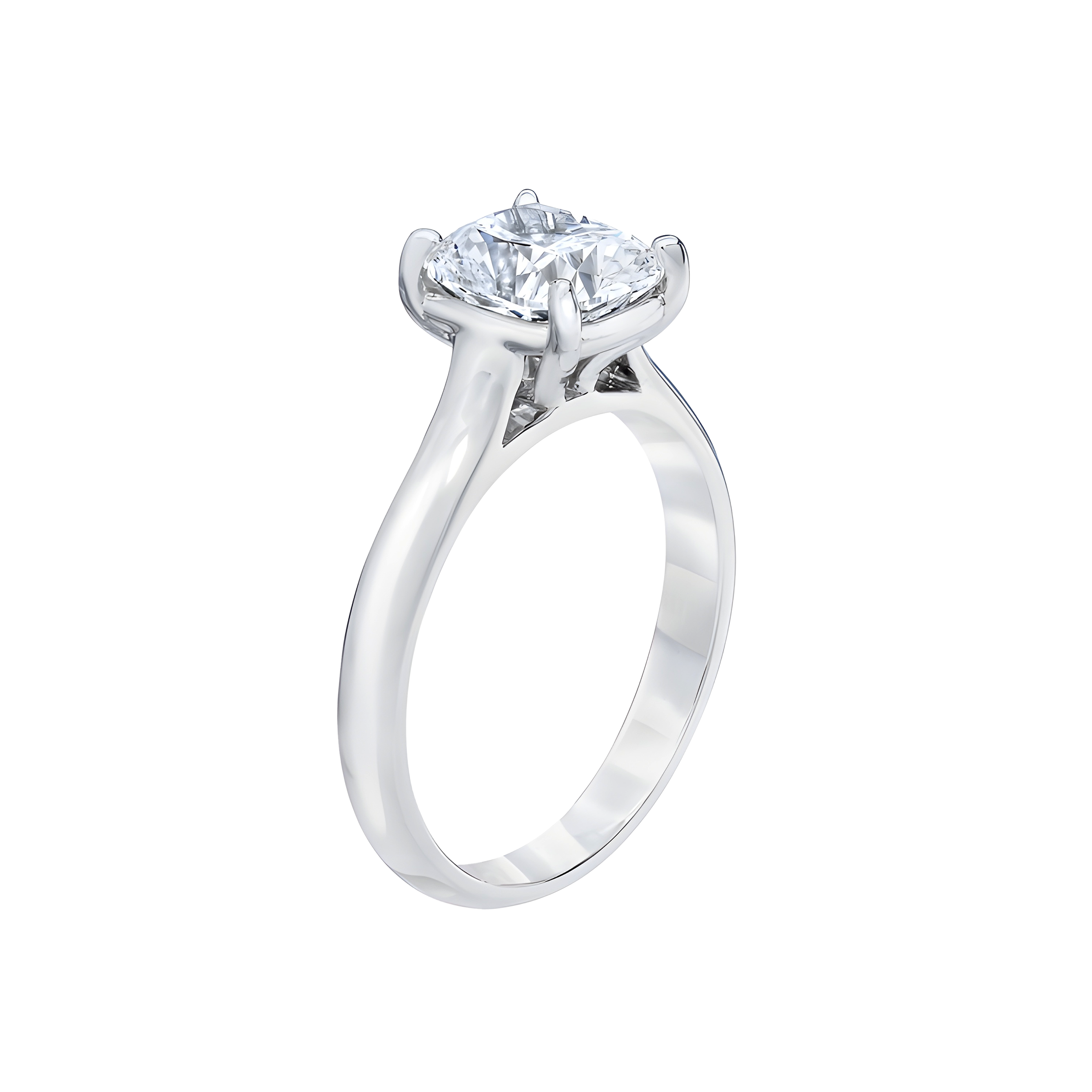 Cushion Cut Solitaire Diamond Engagement Ring in 18k White Gold