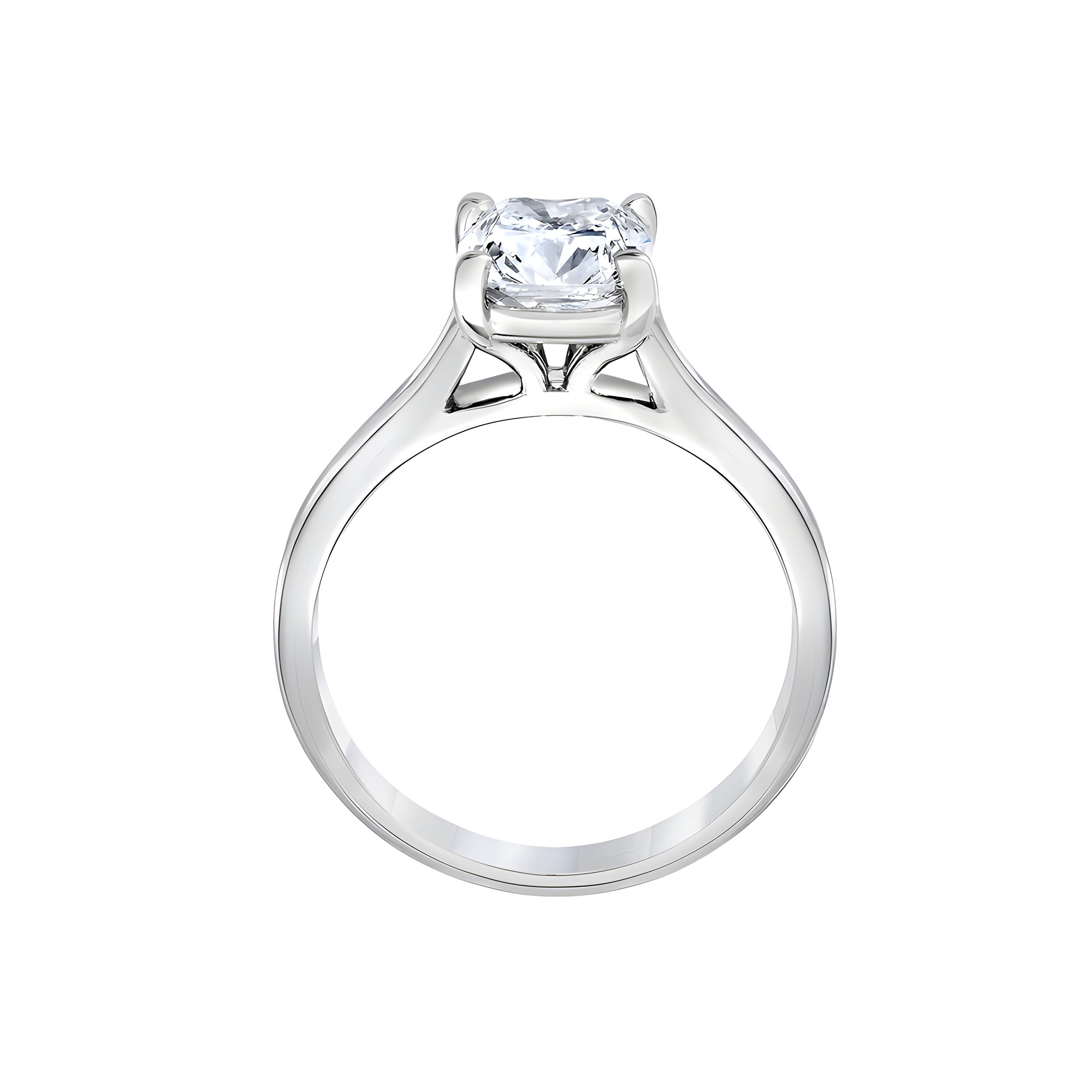 Cushion Cut Solitaire Diamond Engagement Ring in 18k White Gold