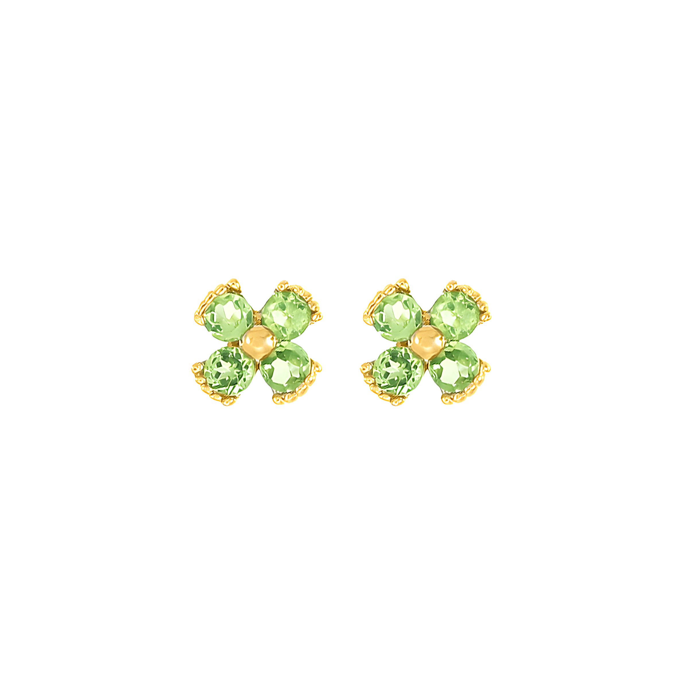 Dainty Floral Peridot Stud Earrings in 18k Yellow Gold