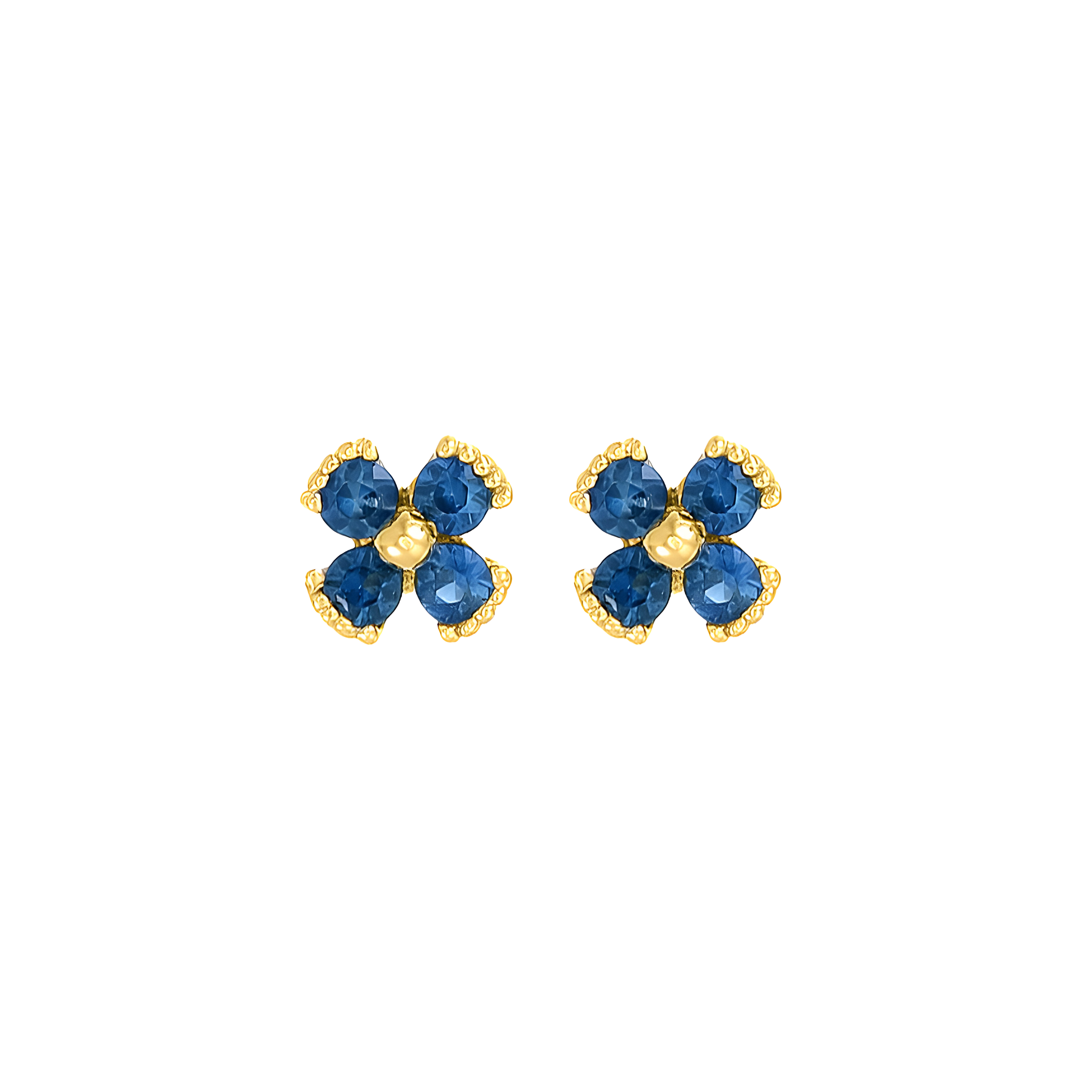 Dainty Floral Sapphire Stud Earrings in 18k Yellow Gold