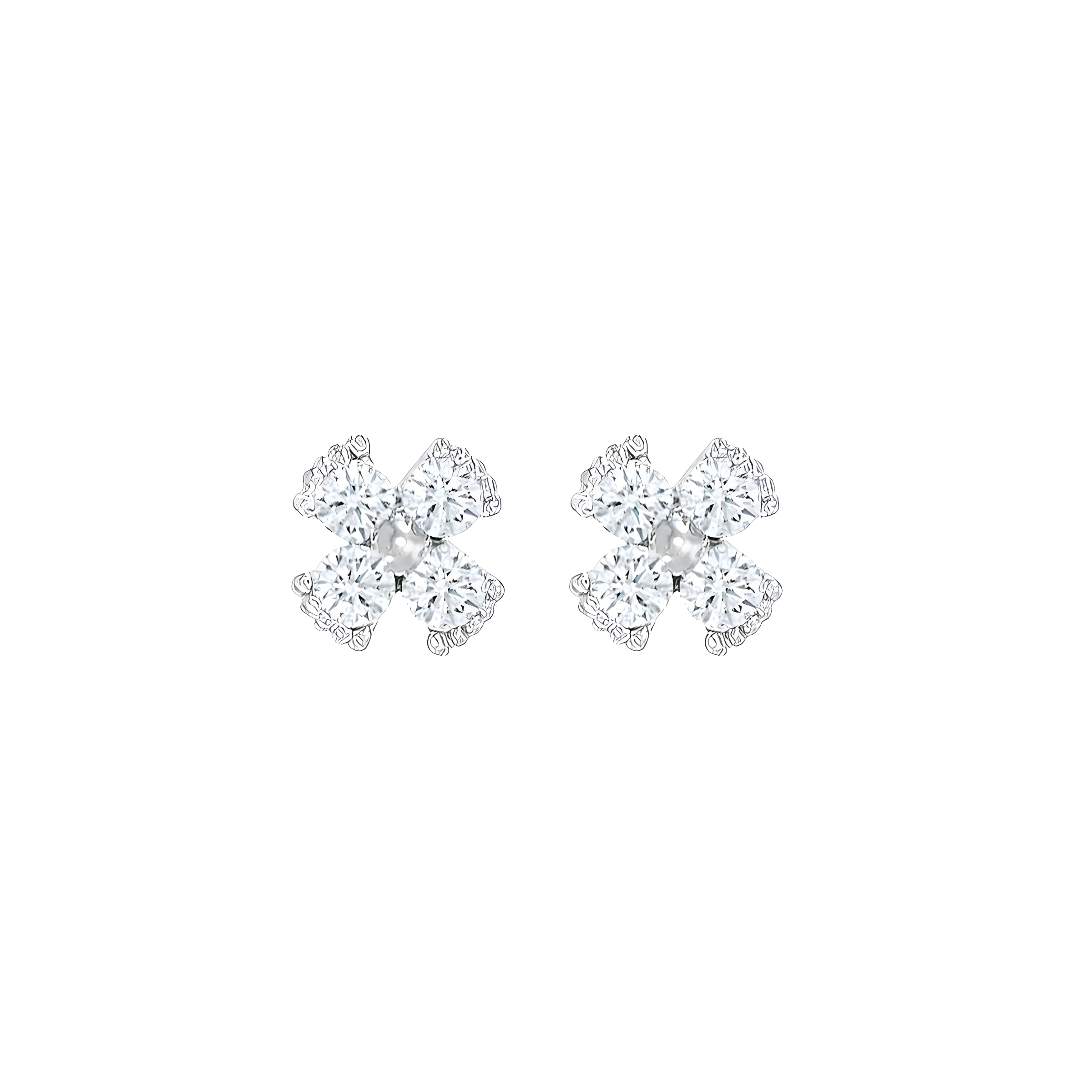 Dainty Floral White Topaz Stud Earrings in 18k White Gold