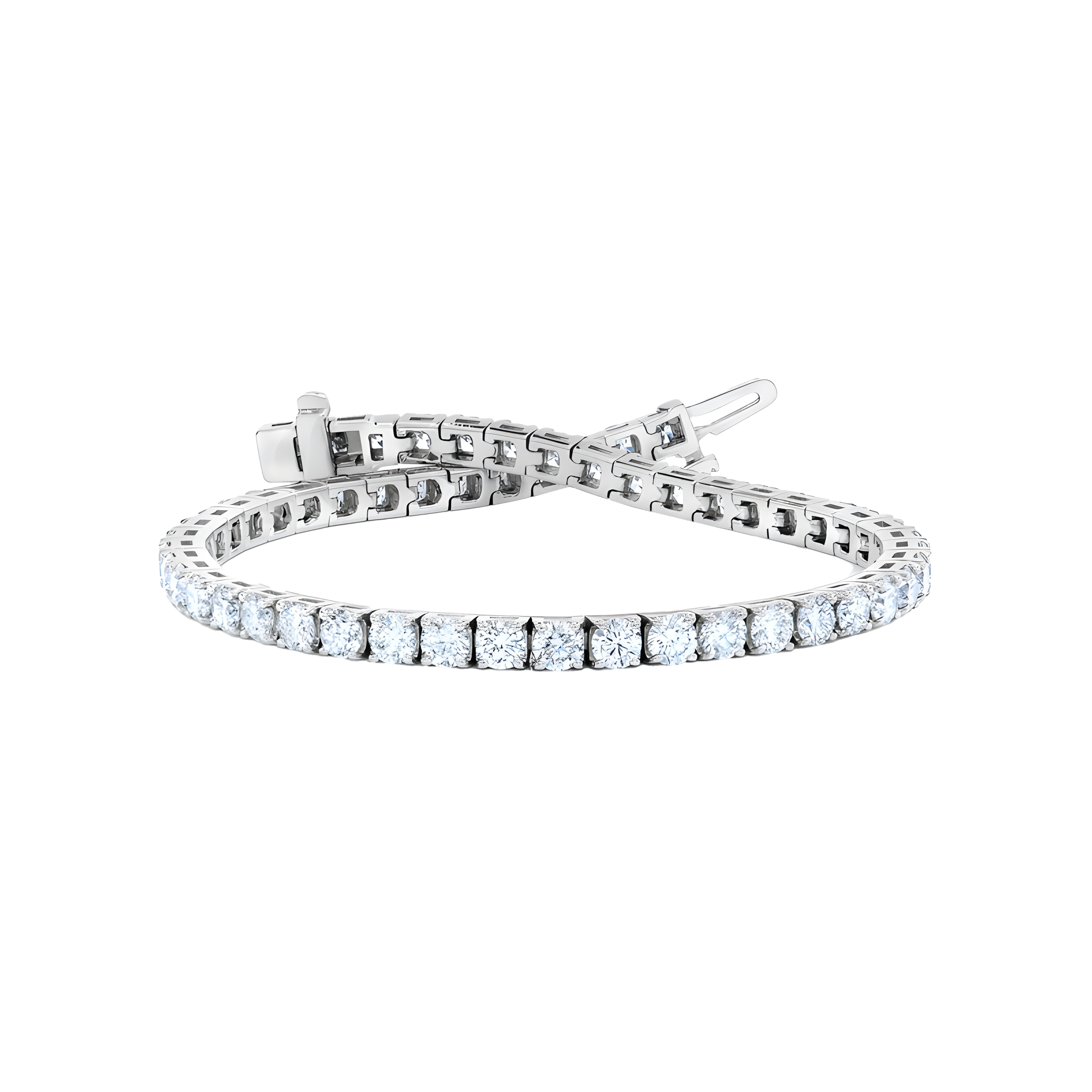 Nine Carat Round Brilliant Lab Grown Diamond Tennis Bracelet in 14K White Gold
