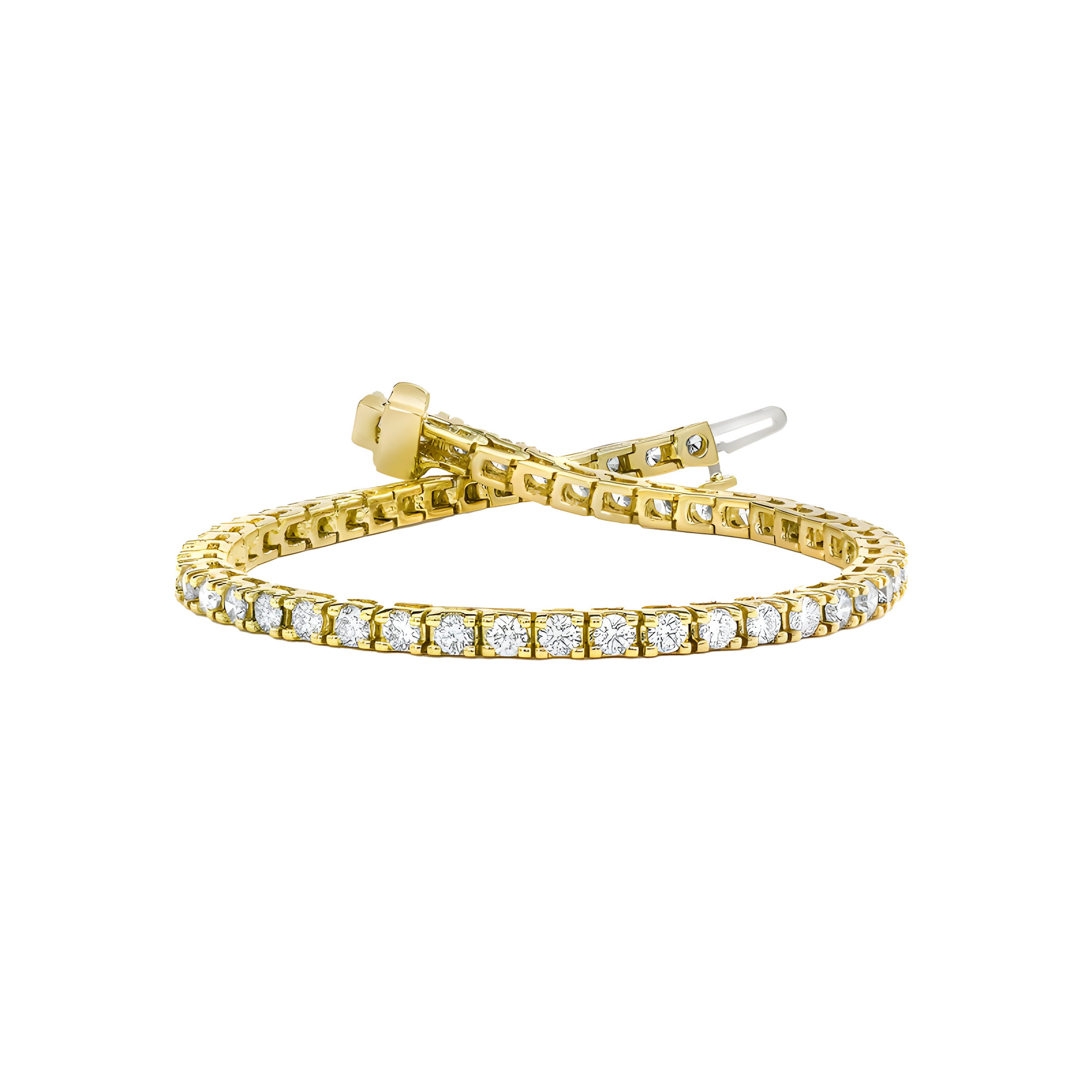 Round Brilliant Diamond Tennis Bracelet In 14k Yellow Gold