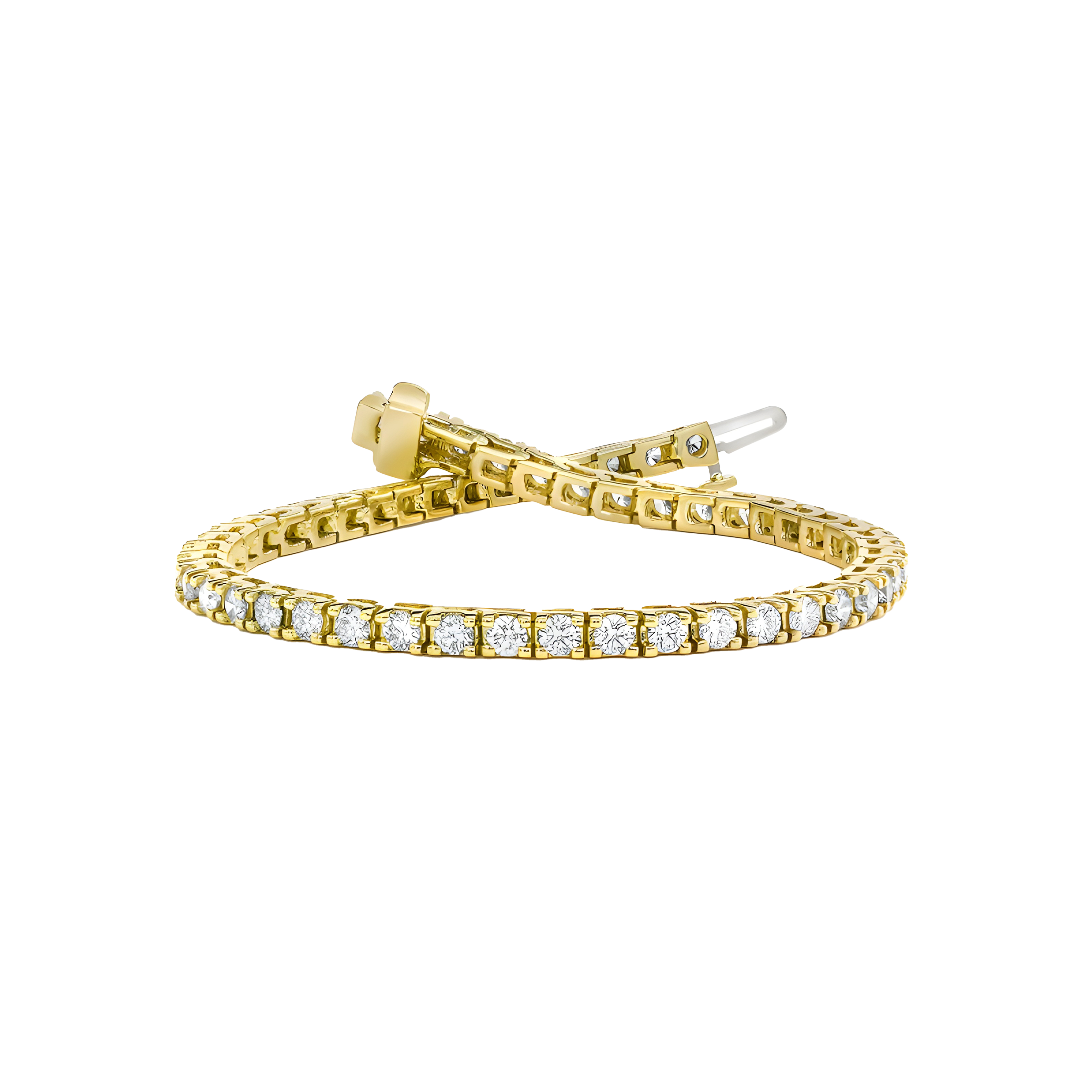 Nine Carat Round Brilliant Lab Grown Diamond Tennis Bracelet in 14k Yellow Gold