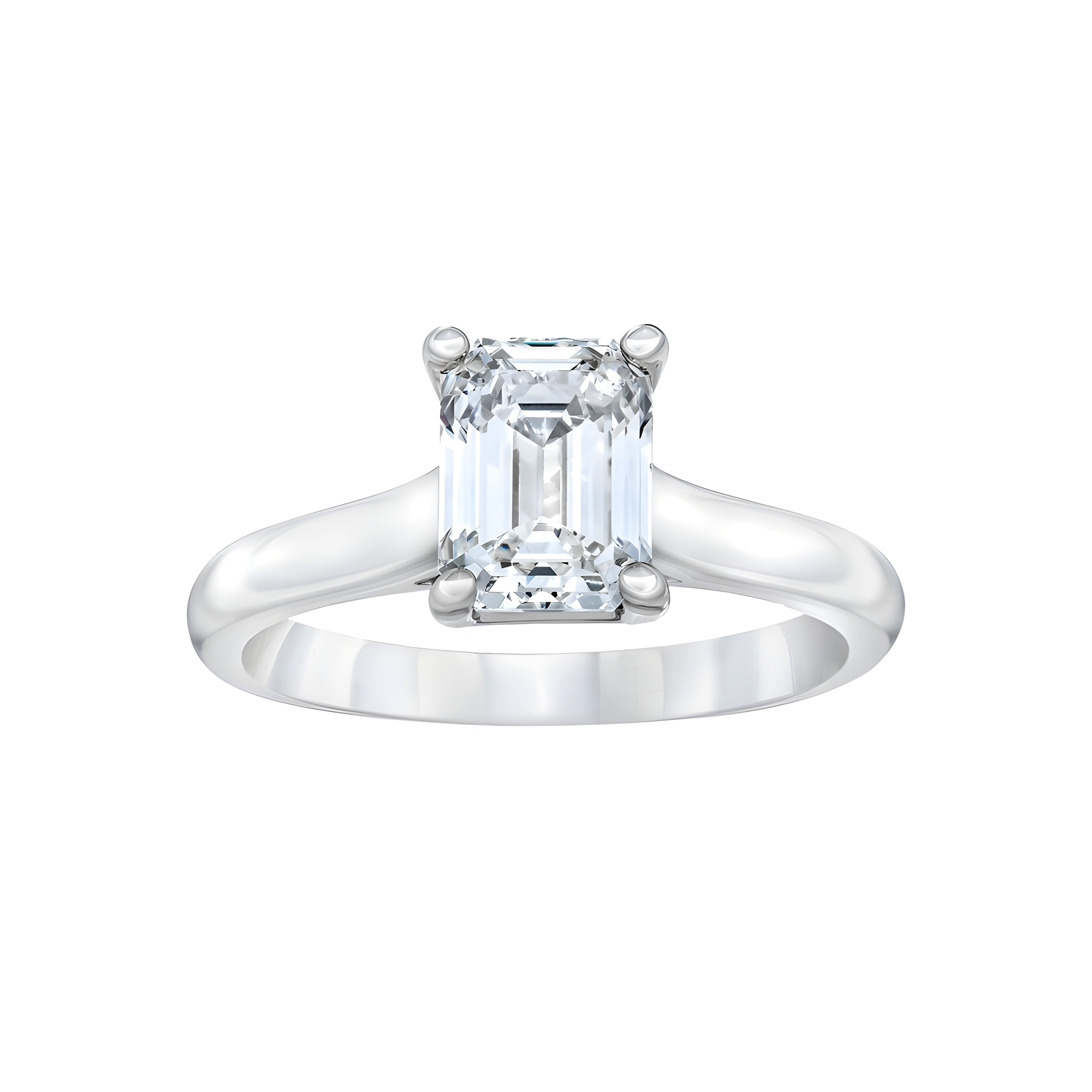 Emerald Cut Solitaire Lab Grown Diamond Engagement Ring in 14k White Gold