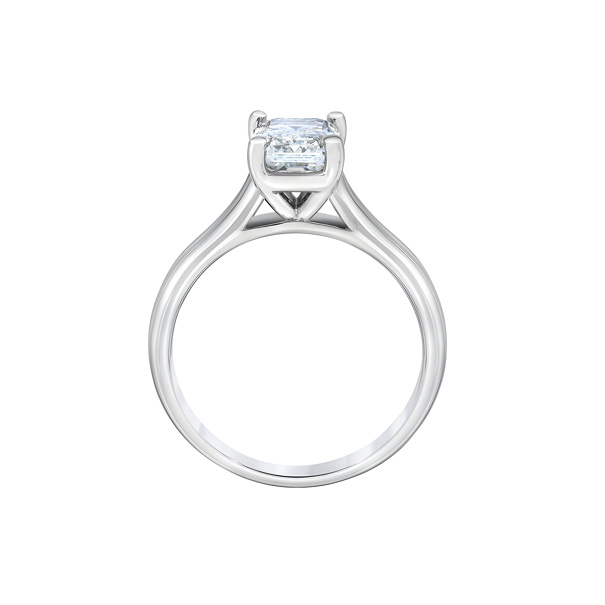 Emerald Cut Solitaire Lab Grown Diamond Engagement Ring in 14k White Gold