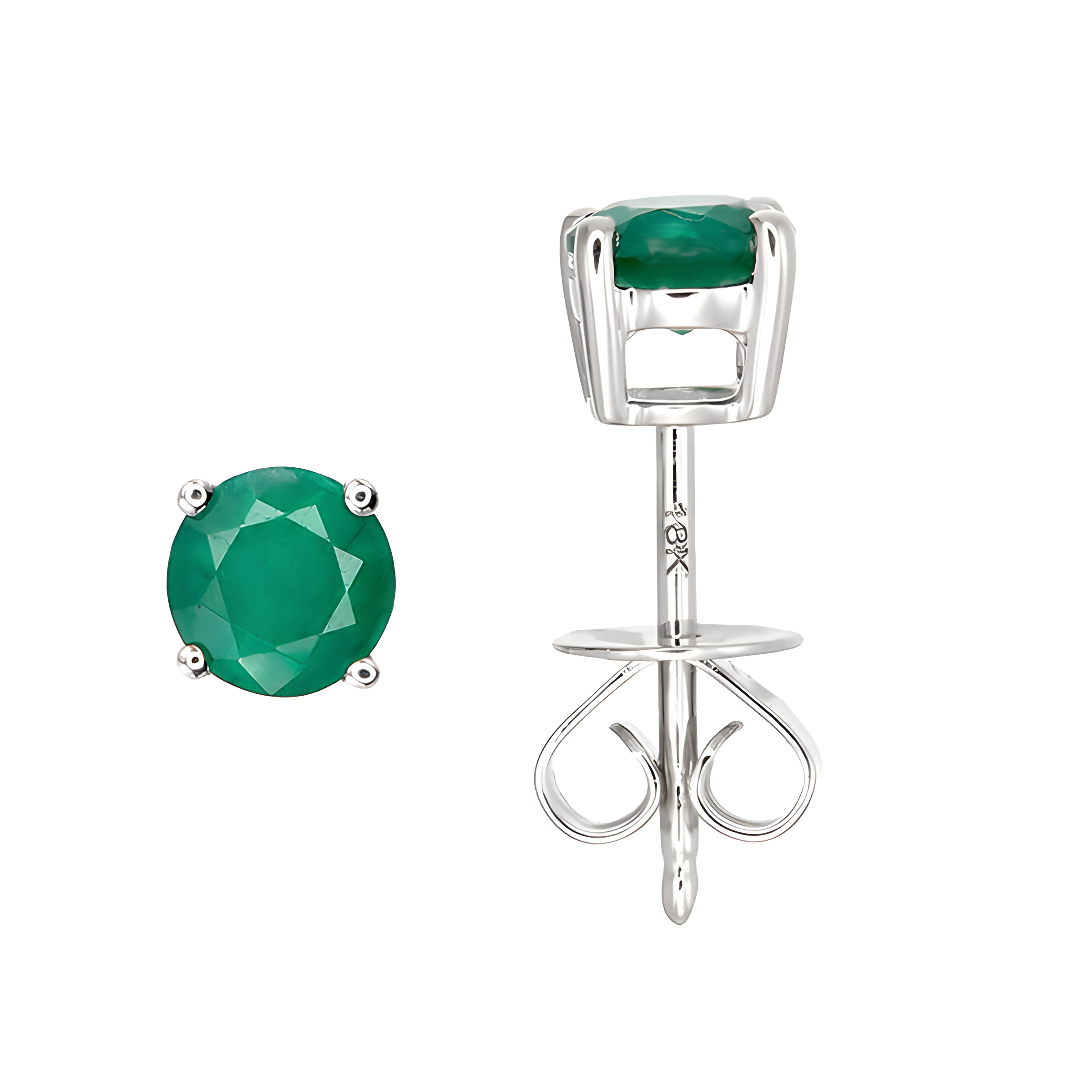 Emerald Stud Earrings in 18k White Gold