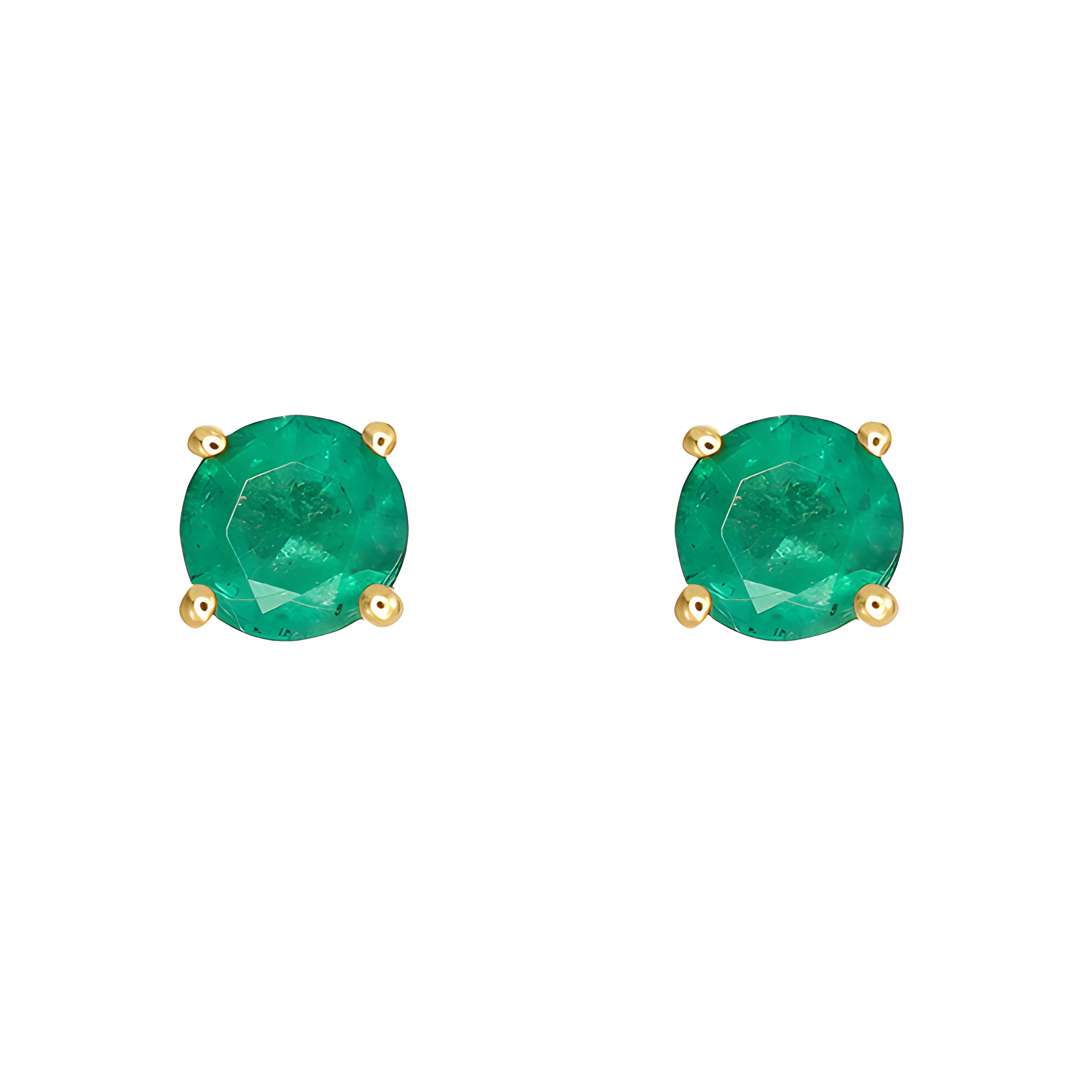 Emerald Stud Earrings in 18k Yellow Gold