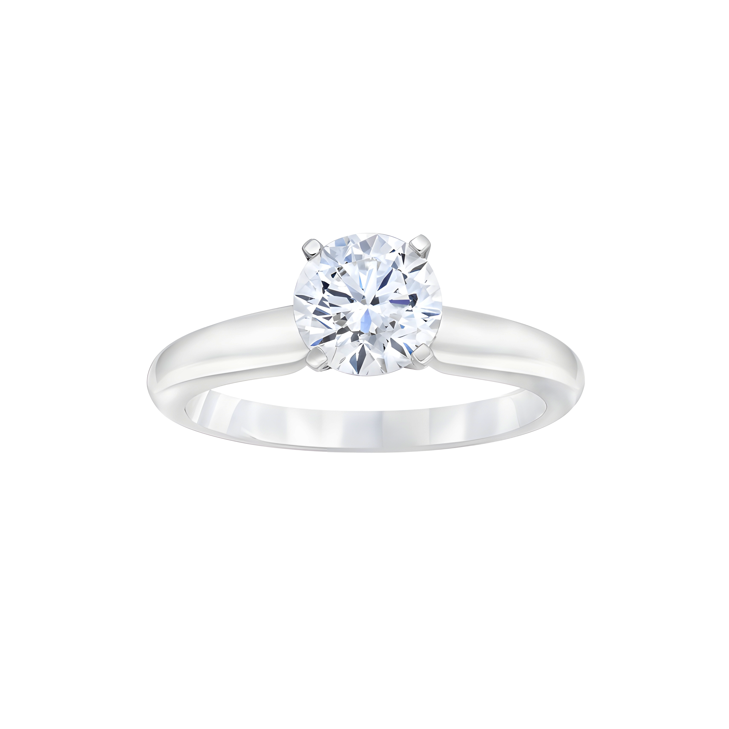 Four Prong Round Brilliant Solitaire Diamond Engagement Ring in Platinum