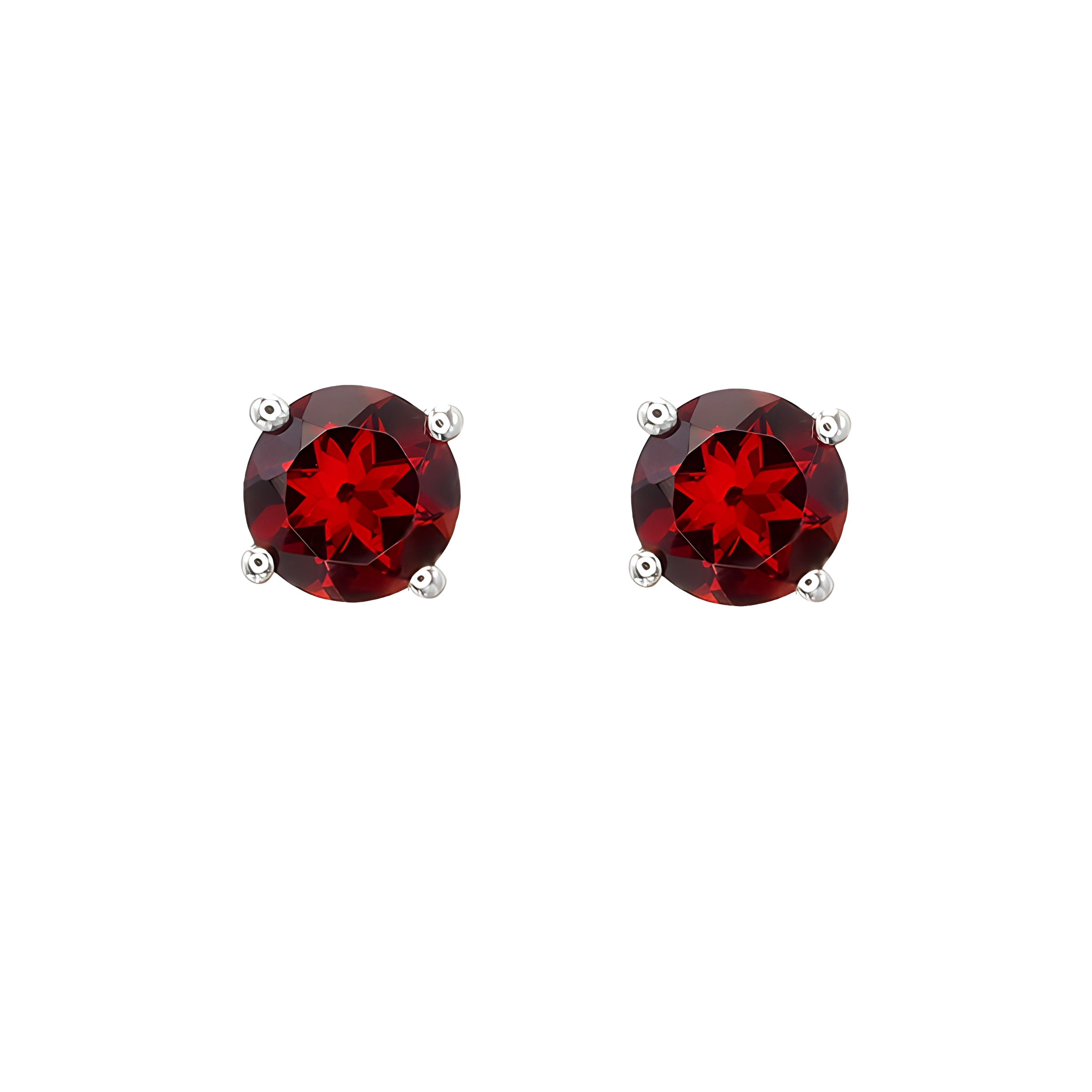 Garnet Stud Earrings in 18k White Gold
