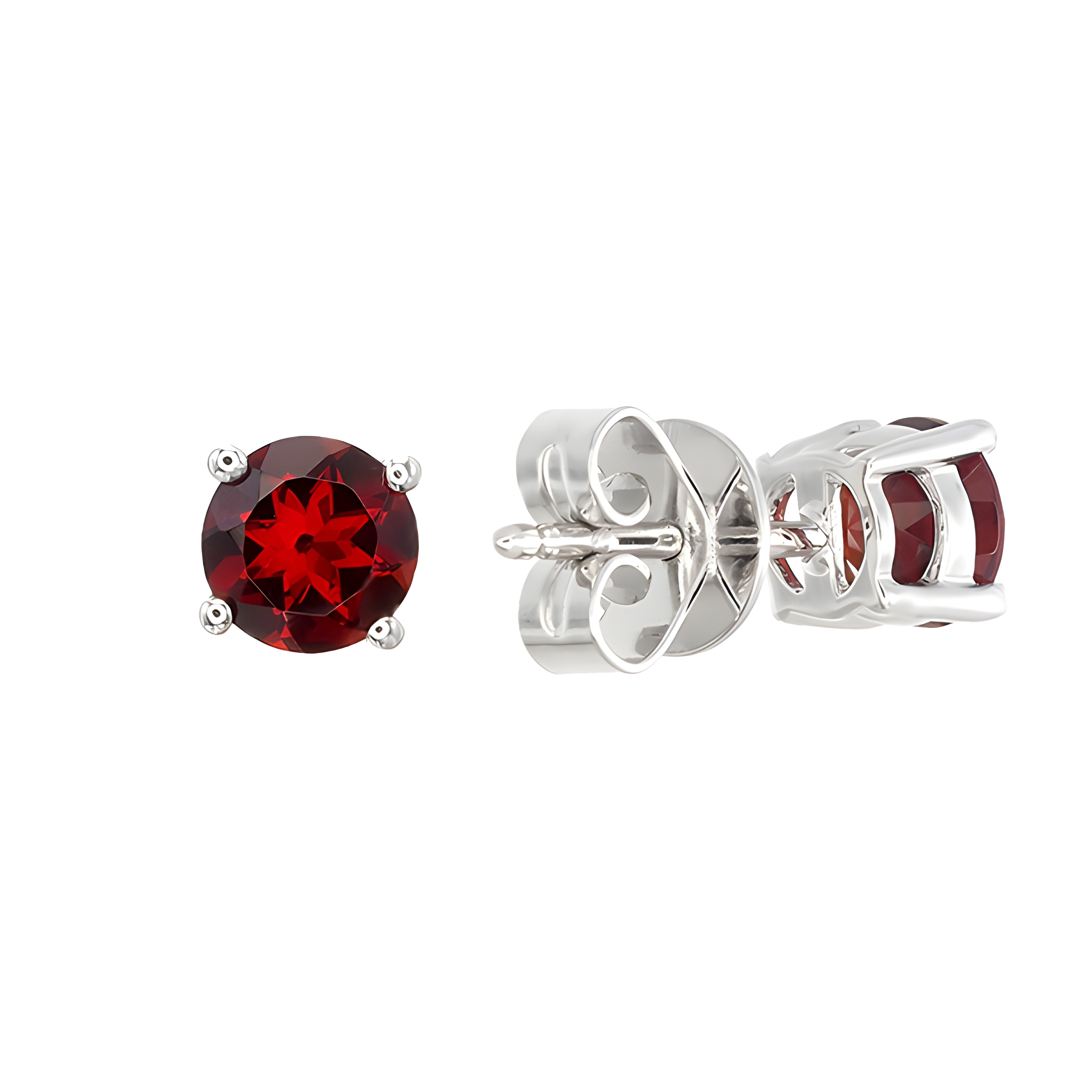 Garnet Stud Earrings in 18k White Gold