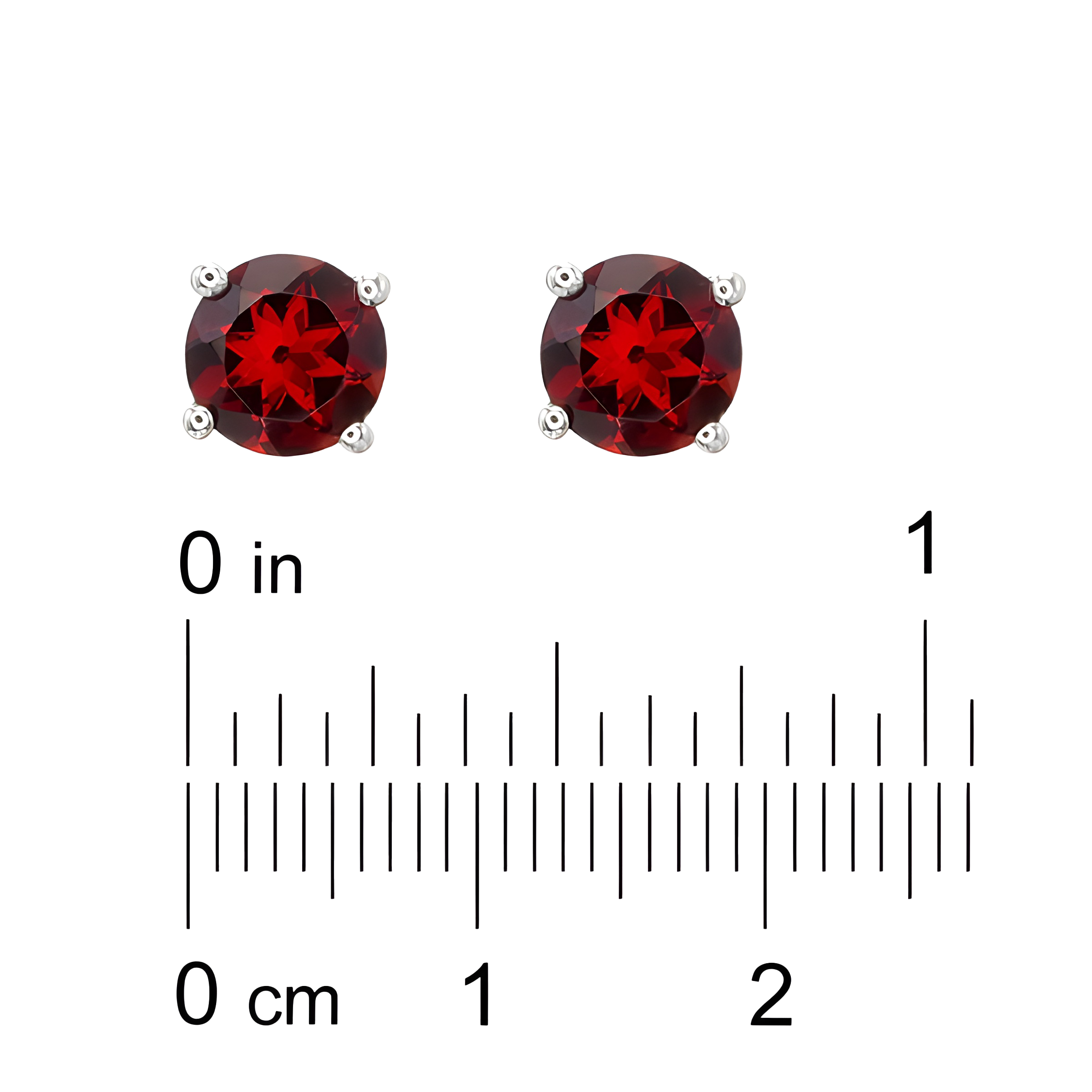 Garnet Stud Earrings in 18k White Gold