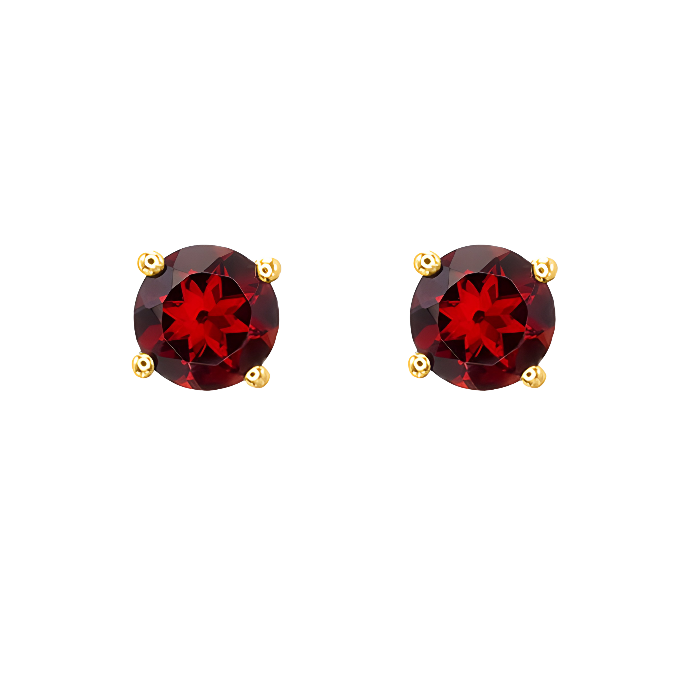 Garnet Stud Earrings in 18k Yellow Gold