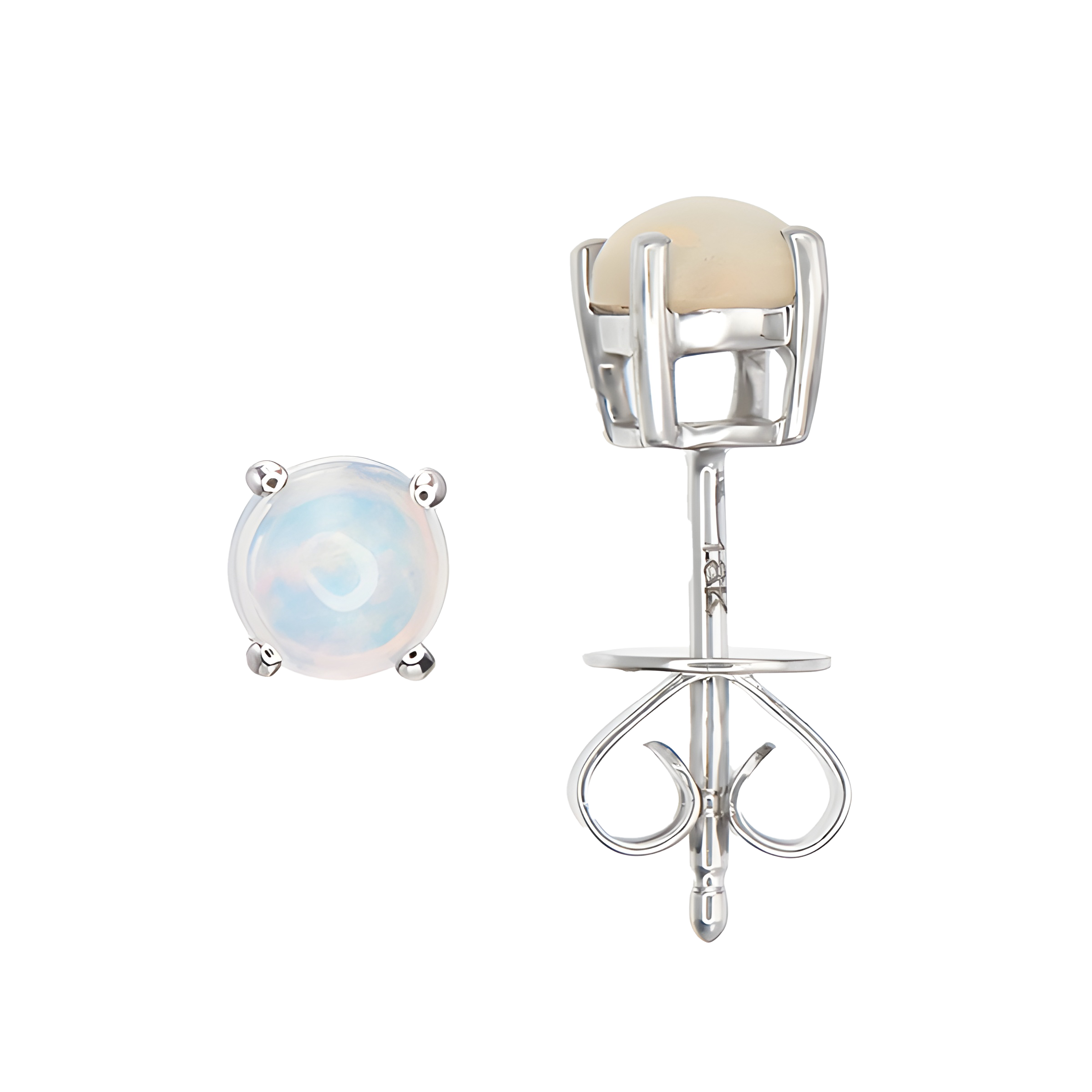 Opal Stud Earrings in 18k White Gold