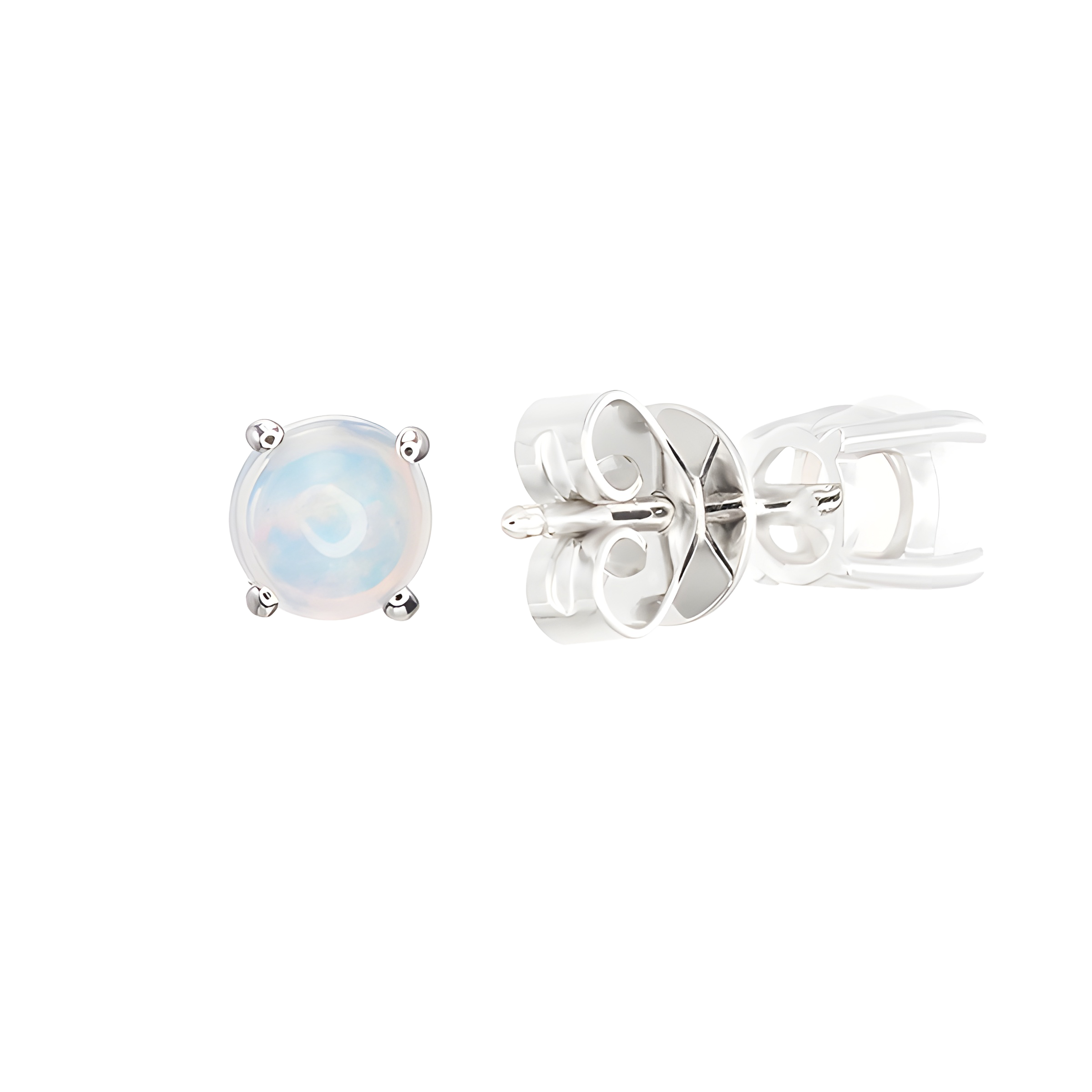 Opal Stud Earrings in 18k White Gold