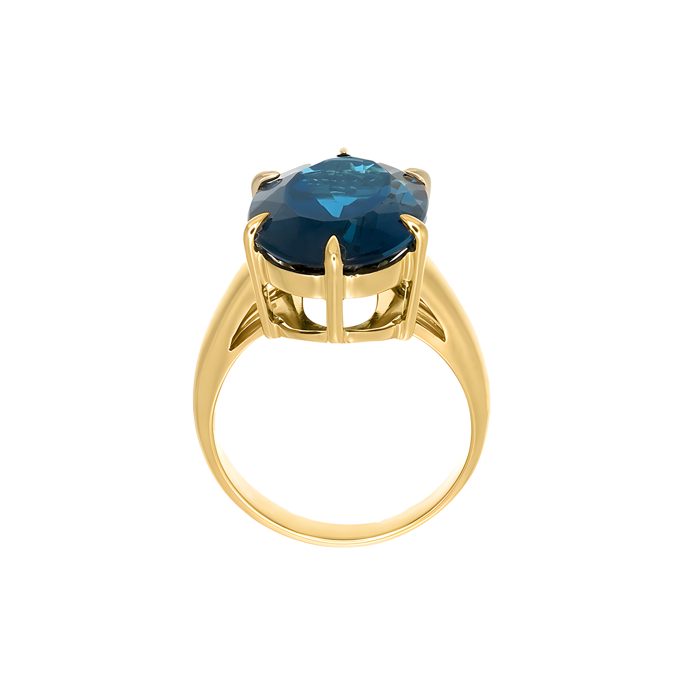 Oval Blue Topaz Cocktail Ring in 18k Yellow gold