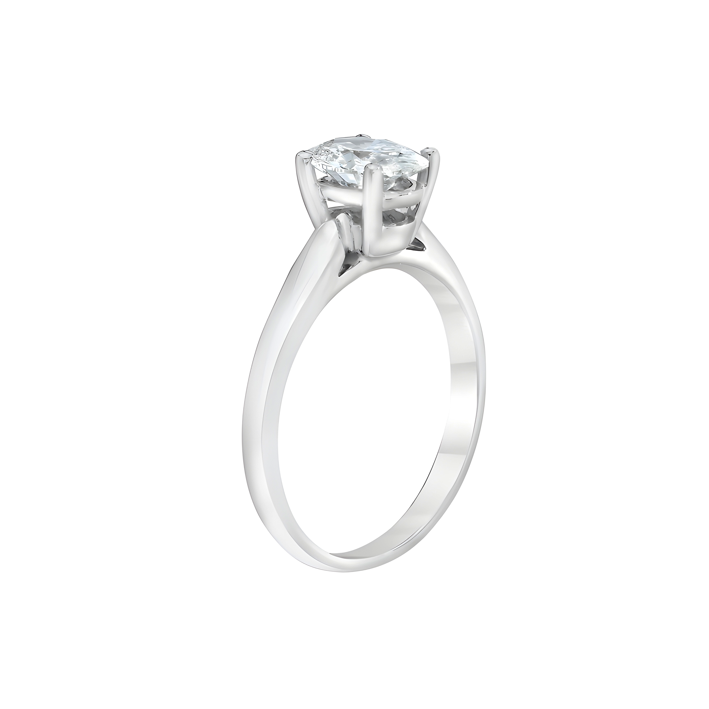 Oval Shaped Solitaire Diamond Engagement Ring in Platinum