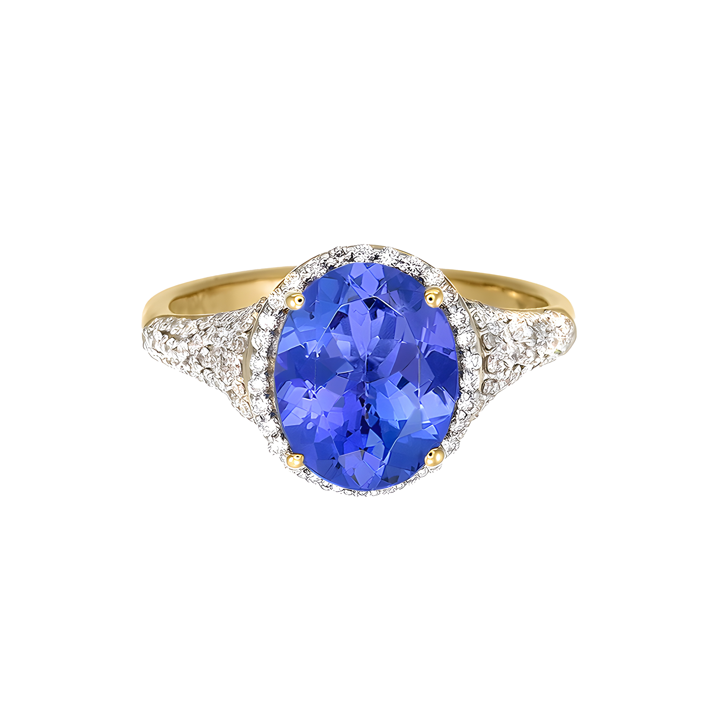 Oval Tanzanite and Diamond Ring in 18k Yellow Gold