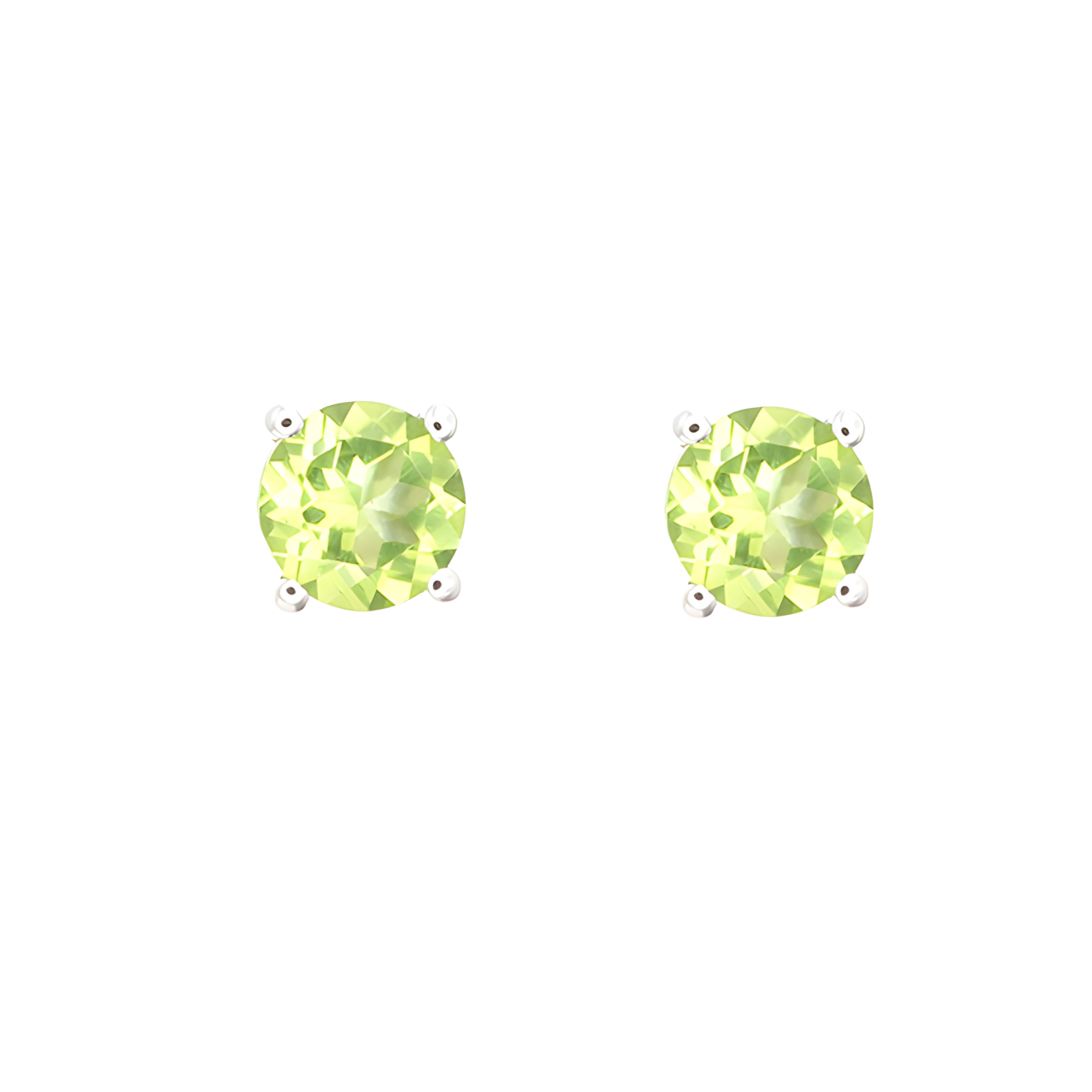Peridot Stud Earrings in 18k White Gold