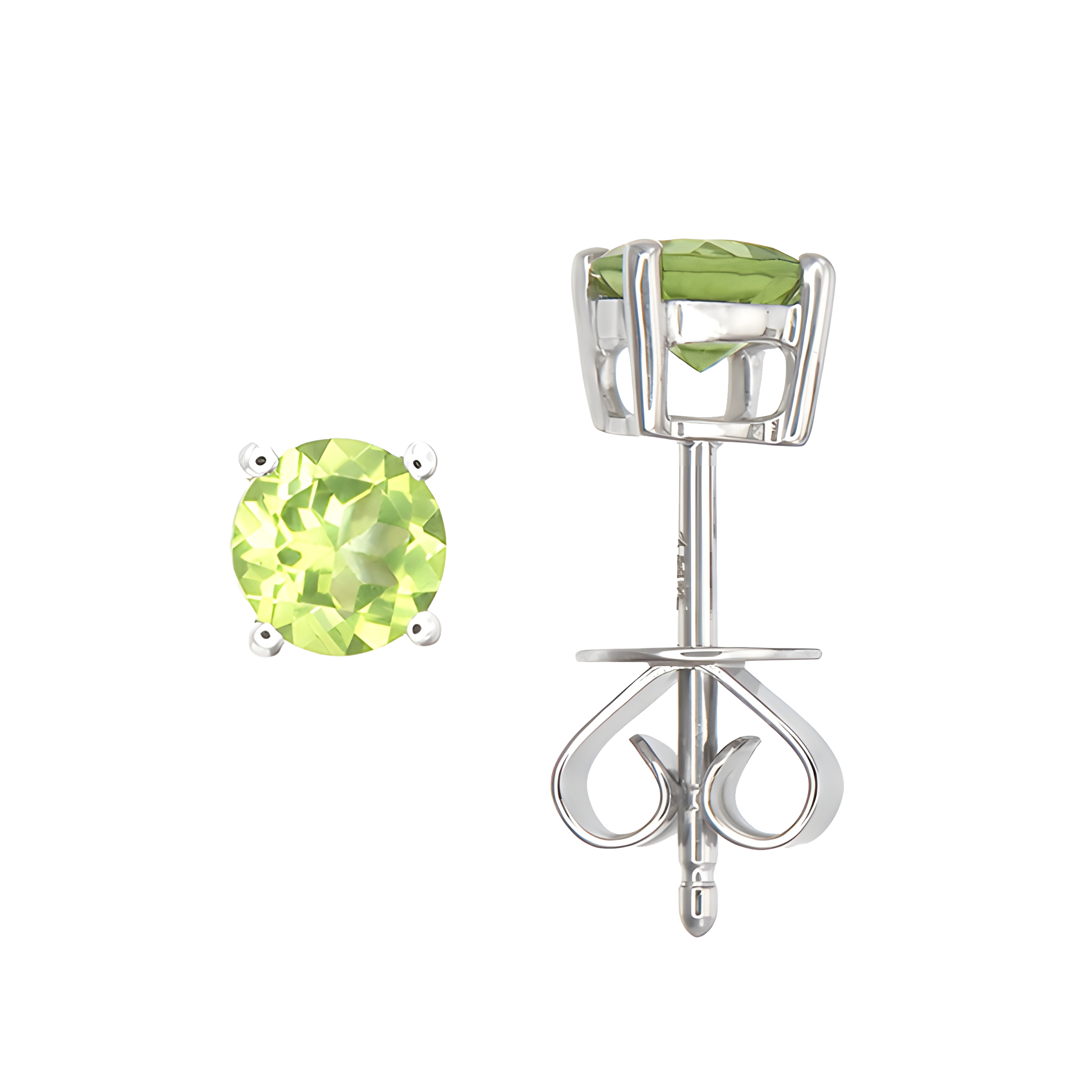 Peridot Stud Earrings in 18k White Gold