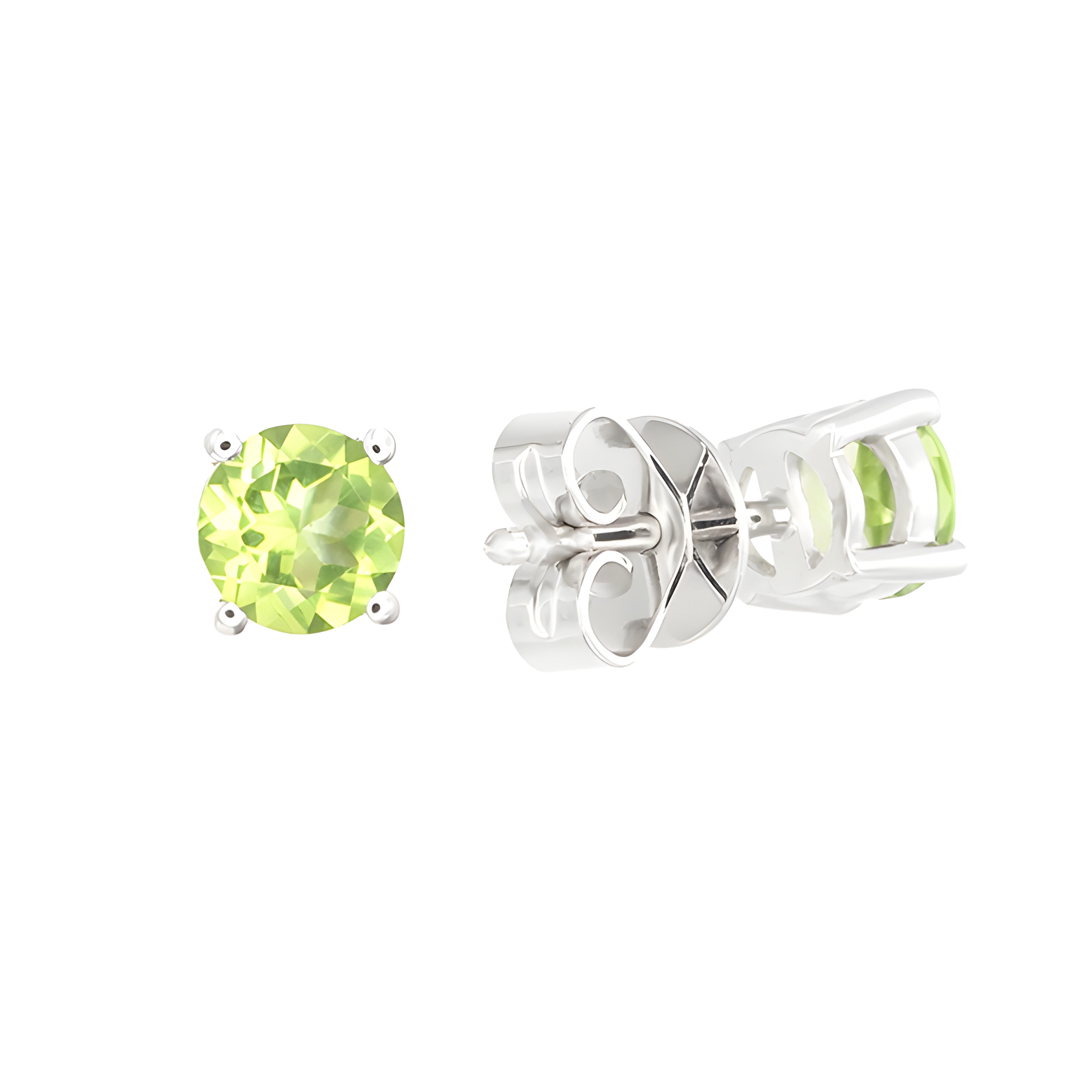 Peridot Stud Earrings in 18k White Gold